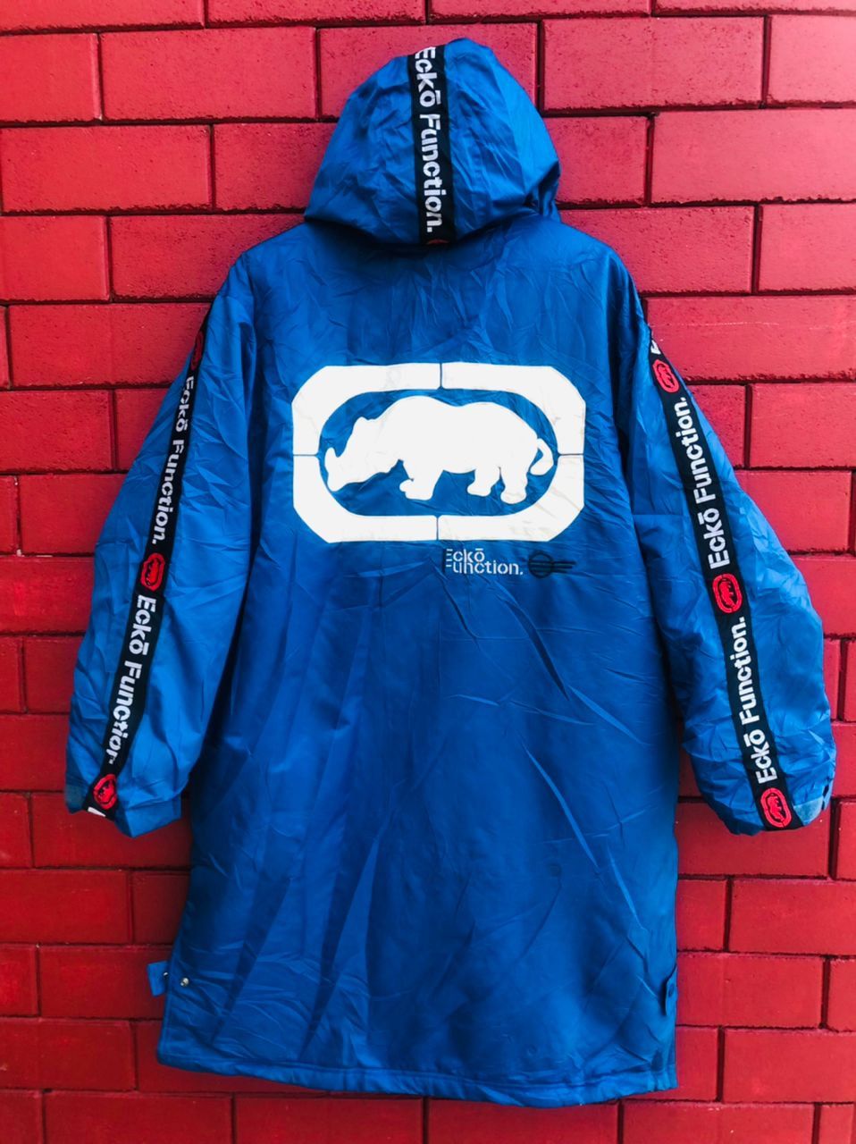 image of Vintage Ecko Function 90's Hip Hop Fashion Style Long Jacket in Blue, Men's (Size Large)