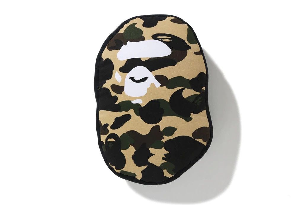 image of Bape 1St Camo Ape Head Cushion in Yellow, Men's