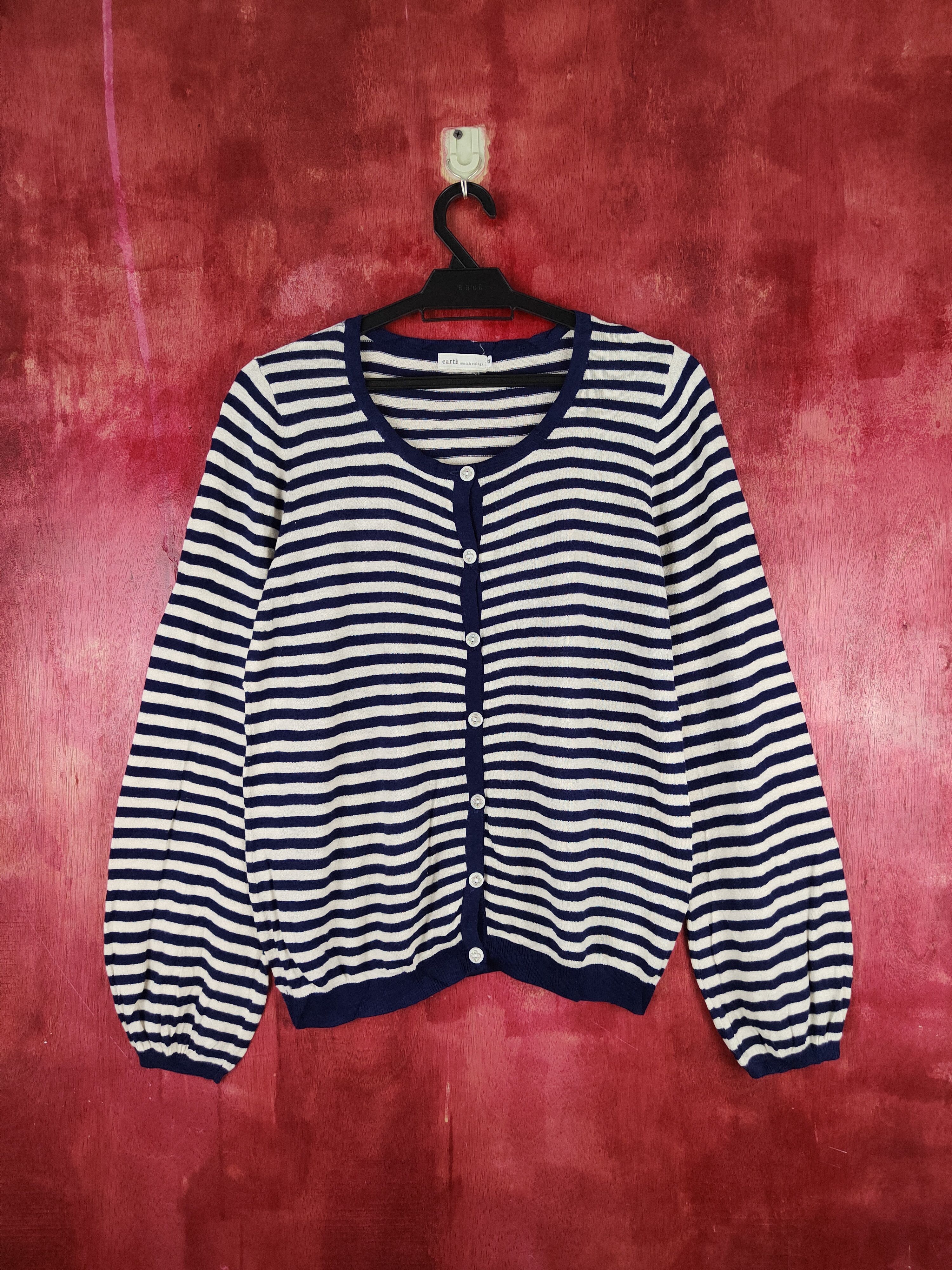 Japanese Brand × Solid and Striped Earth Music & Ecology Stripe Cardigan knitwear #S856 Size M / US 6-8 / IT 42-44 - 1 Thumbnail