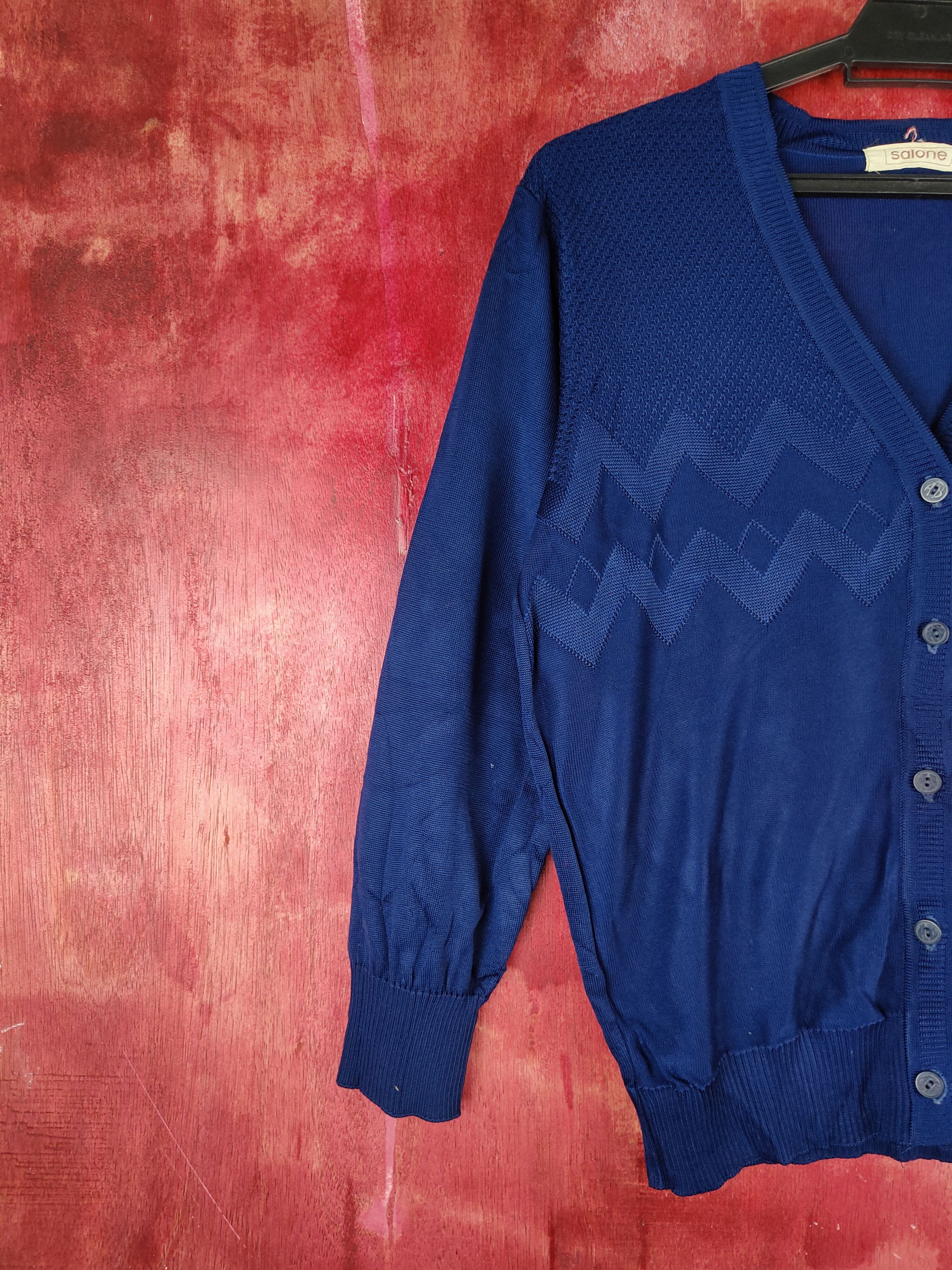 Japanese Brand Salone Dark Blue Cardigan knitwear vintage japan #S852 Size M / US 6-8 / IT 42-44 - 3 Thumbnail