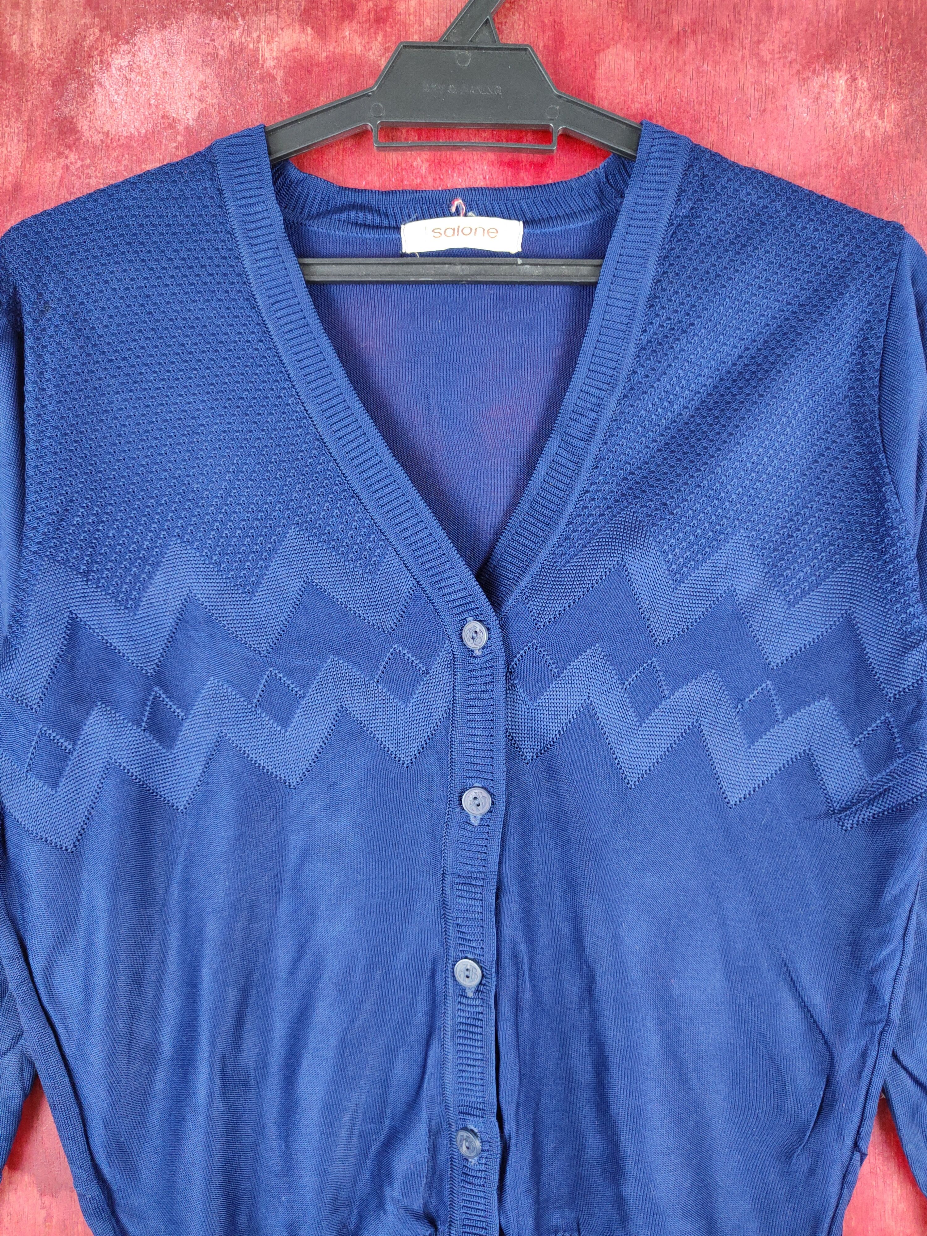 Japanese Brand Salone Dark Blue Cardigan knitwear vintage japan #S852 Size M / US 6-8 / IT 42-44 - 2 Thumbnail