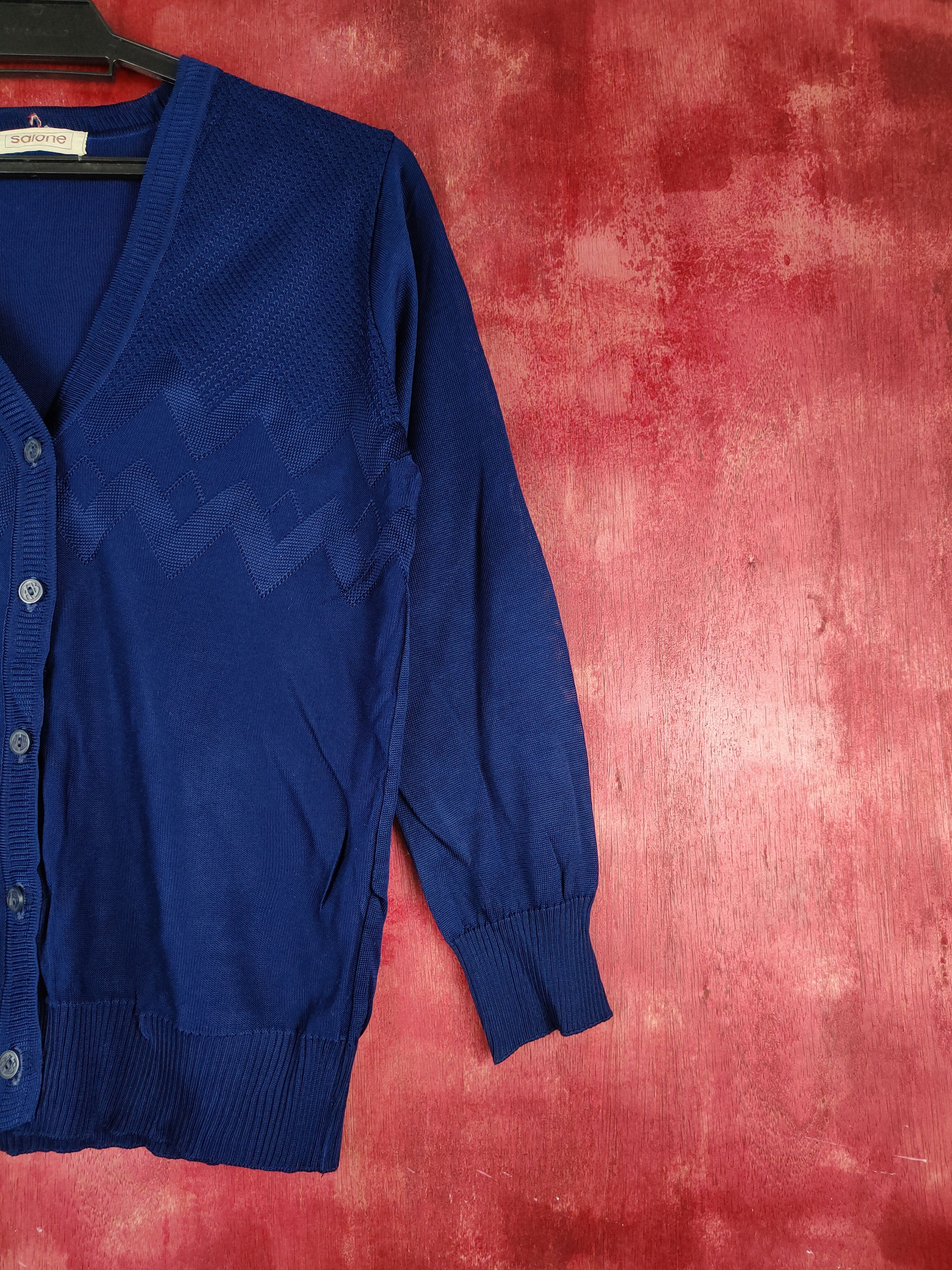 Japanese Brand Salone Dark Blue Cardigan knitwear vintage japan #S852 Size M / US 6-8 / IT 42-44 - 5 Thumbnail