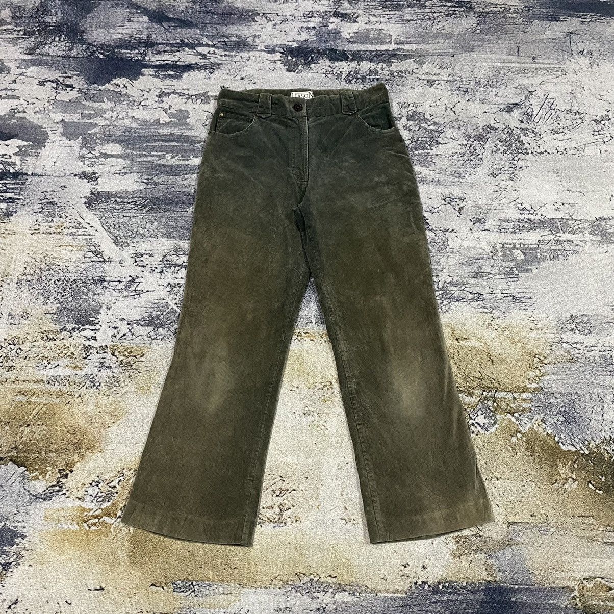 image of Corduroi Club x Vintage Gcw23Vintage Japanese Liason Faded Flare Corduroy Pants in Olive Green (Siz