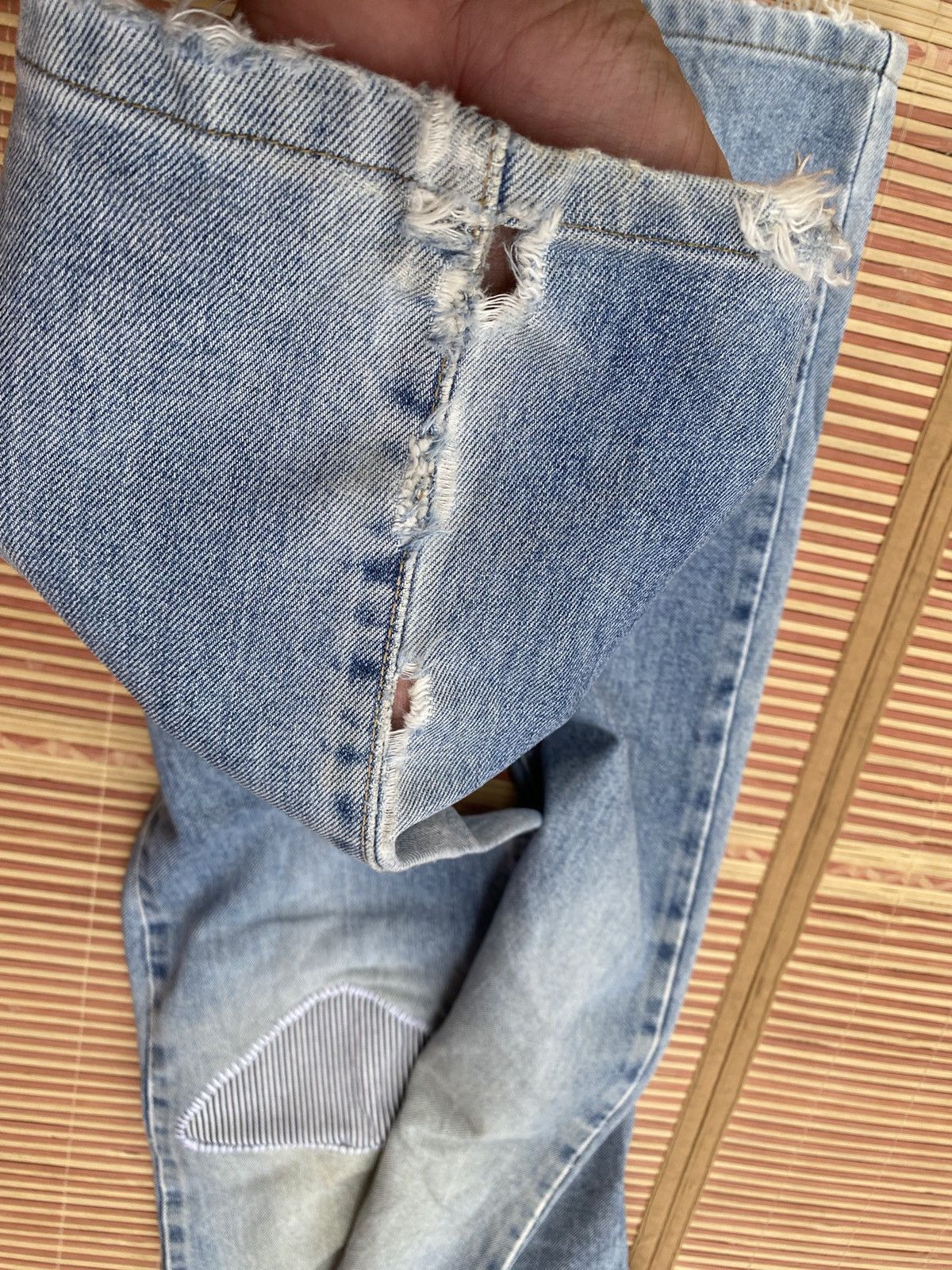 Edwin Vintage Edwin Distressed Pant with Boro Stitch Rework Size US 29 - 10 Thumbnail