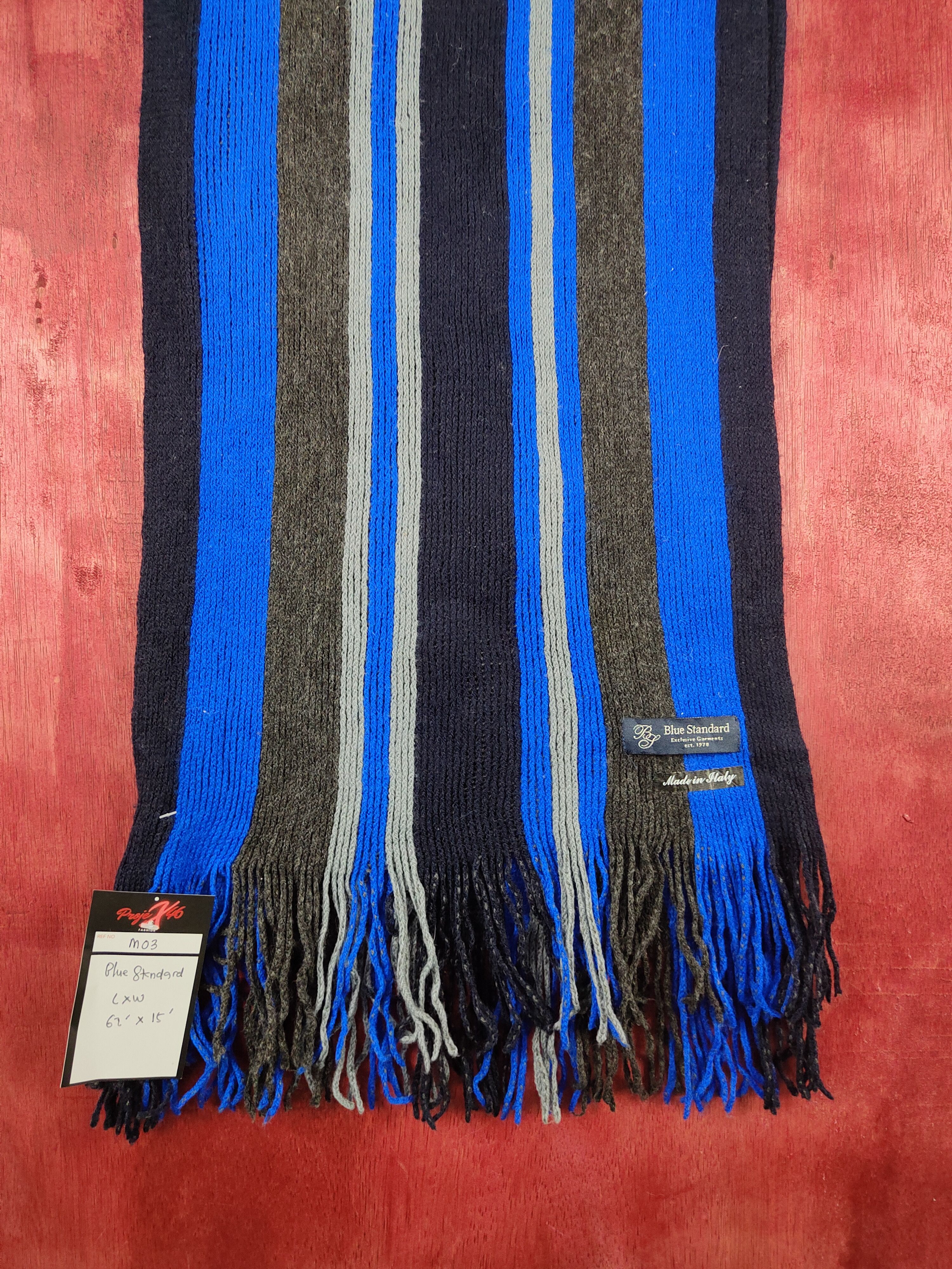 Japanese Brand Blue Standard Stripe Italian Designer Muffler Scarves #m03 Size ONE SIZE - 3 Thumbnail