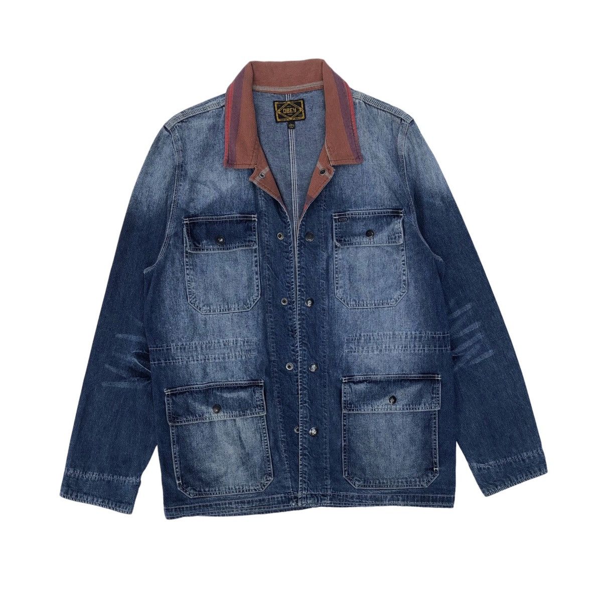 Obey Vintage Obey Denim Chore Safari Jacket Size US L / EU 52-54 / 3 - 2 Thumbnail