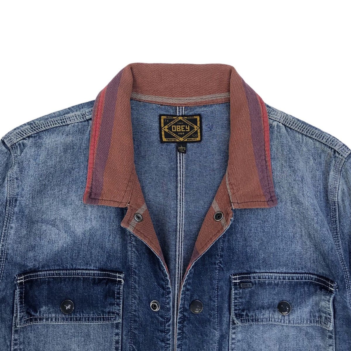 Obey Vintage Obey Denim Chore Safari Jacket Size US L / EU 52-54 / 3 - 10 Thumbnail