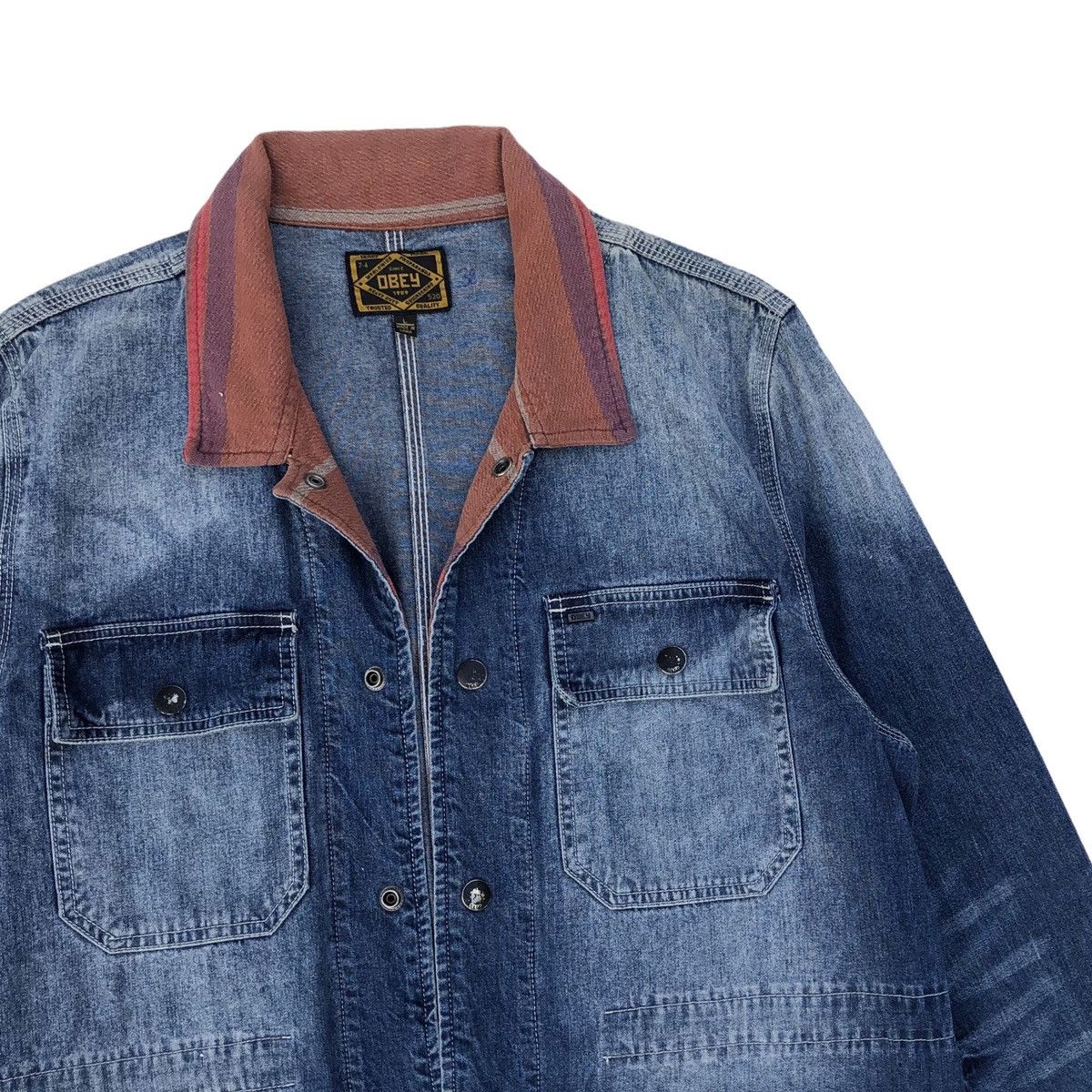 Obey Vintage Obey Denim Chore Safari Jacket Size US L / EU 52-54 / 3 - 3 Thumbnail