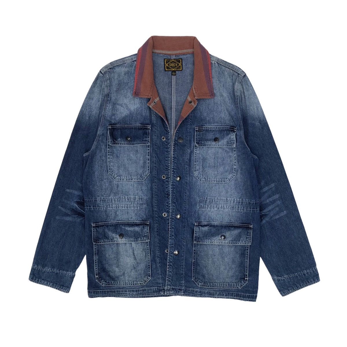 Obey Vintage Obey Denim Chore Safari Jacket Size US L / EU 52-54 / 3 - 1 Thumbnail