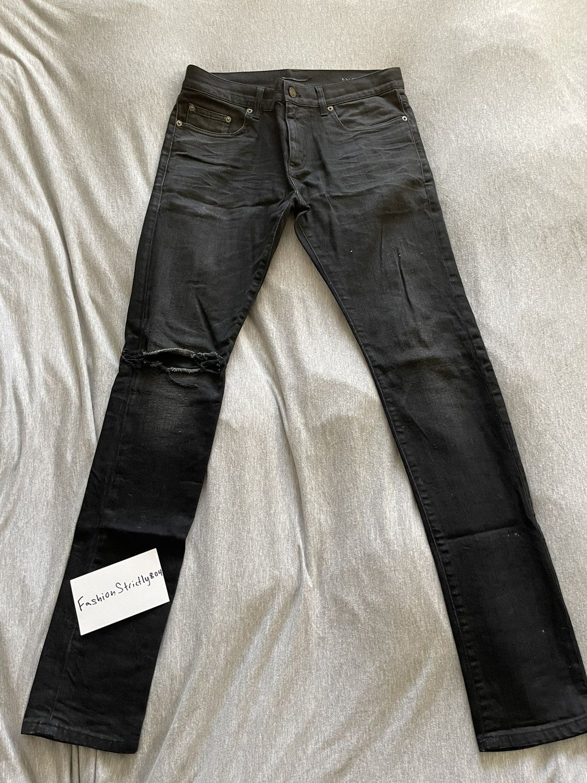 image of Saint Laurent Paris Saint Laurent Do2 Slit Knee Denim Heidi Era in Black, Men's (Size 30)