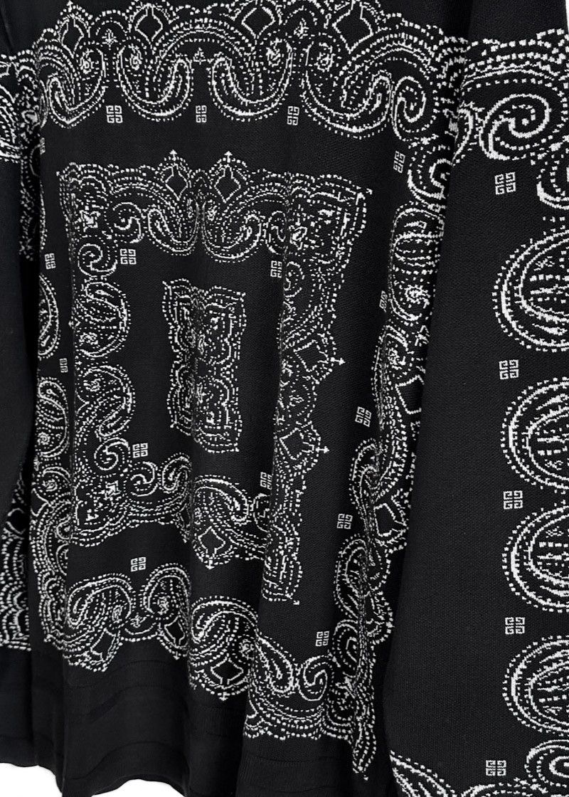 Givenchy Givenchy Black Ivory Intersia Bandana Logo Silk Sweater Size US S / EU 44-46 / 1 - 5 Thumbnail
