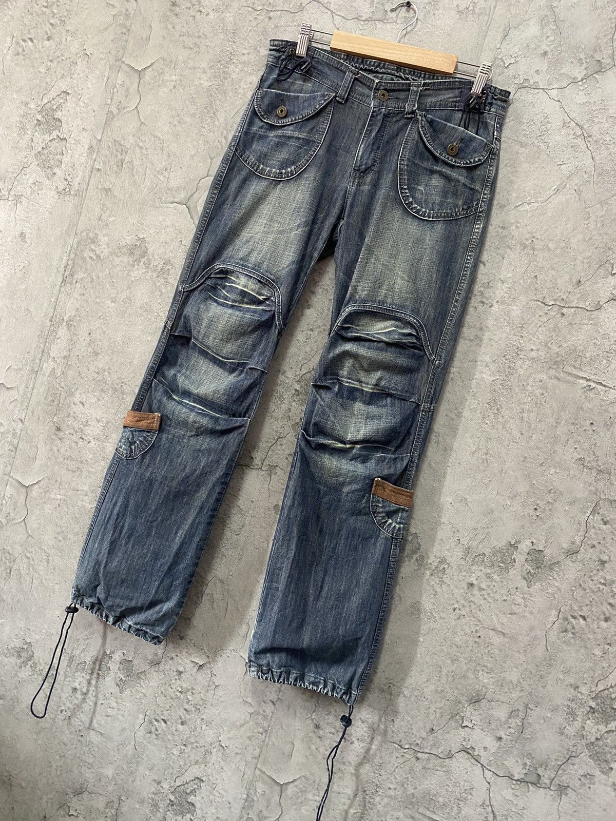 Japanese Brand i2n Japan Cargo Parachute Bondage Denim Pants Size US 30 / EU 46 - 3 Thumbnail