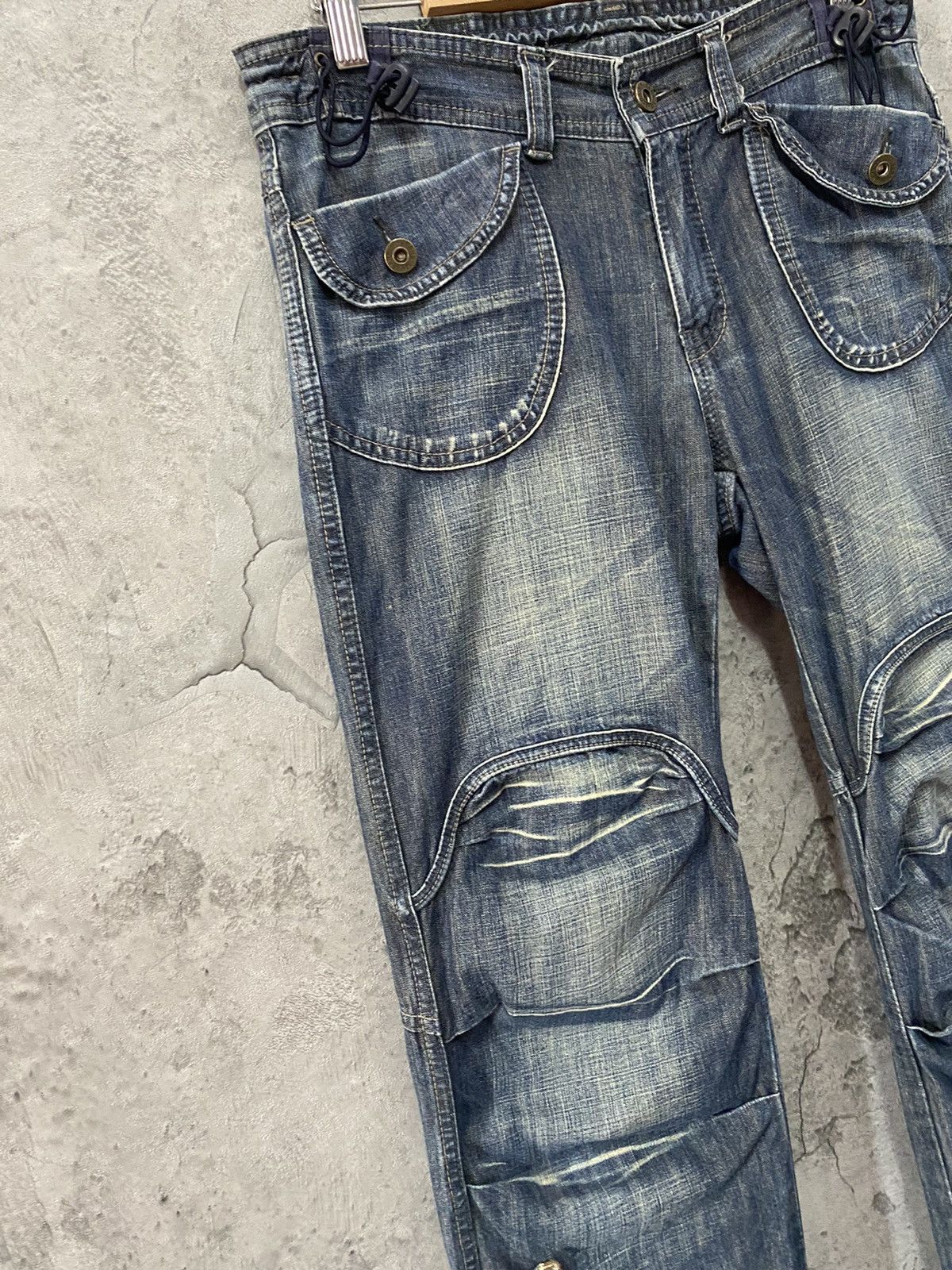 Japanese Brand i2n Japan Cargo Parachute Bondage Denim Pants Size US 30 / EU 46 - 7 Thumbnail