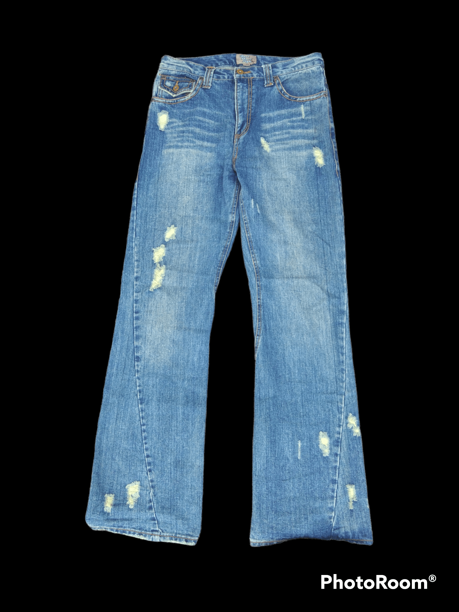 Japanese Brand FLARE TWIST🔥SICK RIPED REAL STREET STYLE DENIM PANTS Size US 31 - 1 Thumbnail
