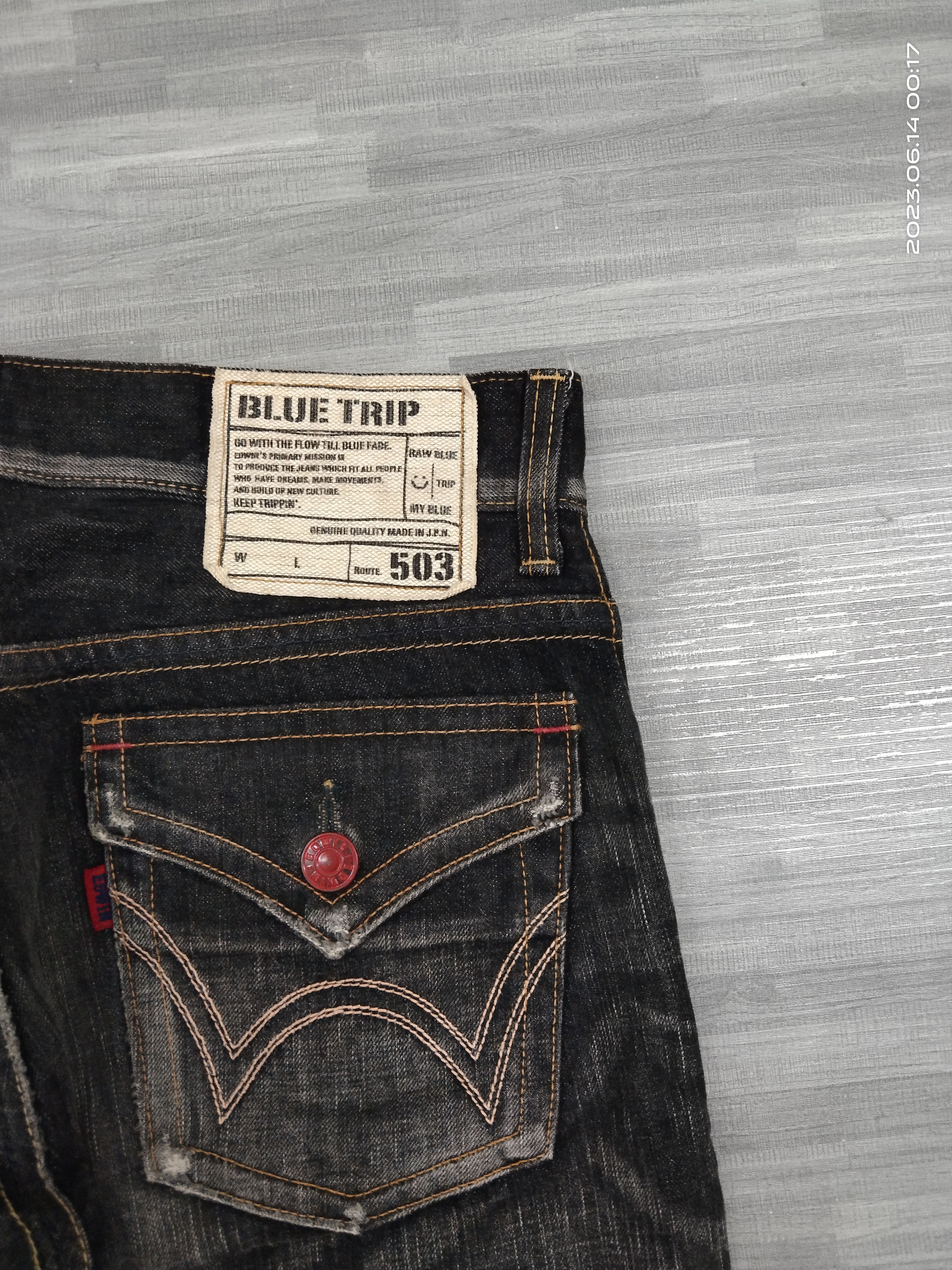Edwin FLARE WASHED BLACK BLUE TRIP DENIM PANTS Size US 30 / EU 46 - 7 Thumbnail