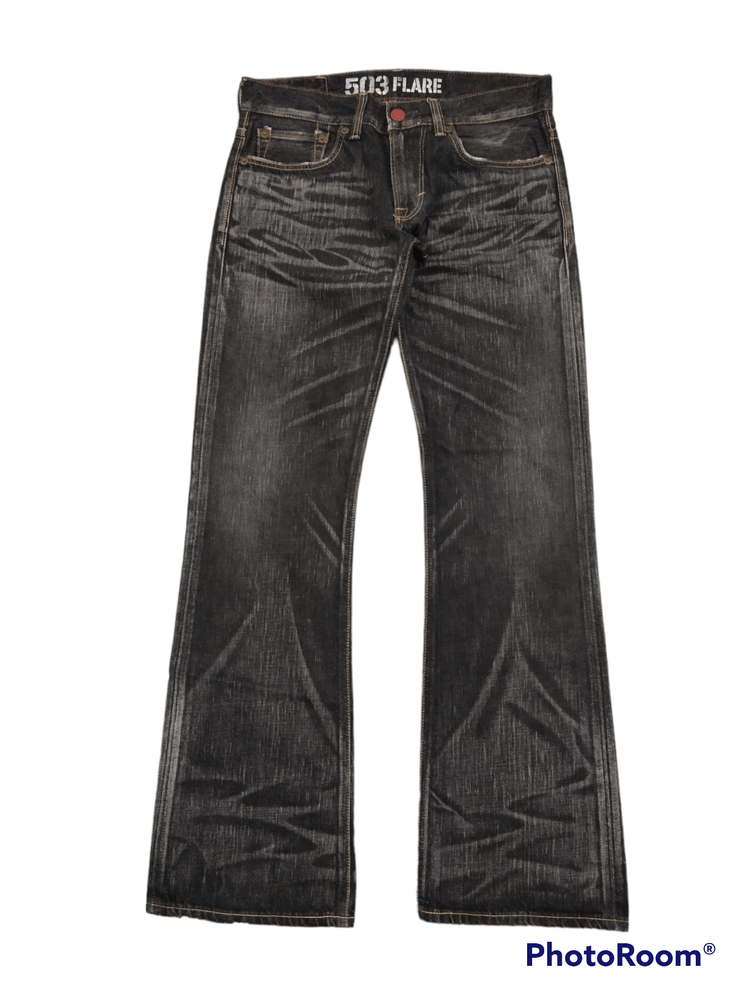 Edwin FLARE WASHED BLACK BLUE TRIP DENIM PANTS Size US 30 / EU 46 - 1 Thumbnail
