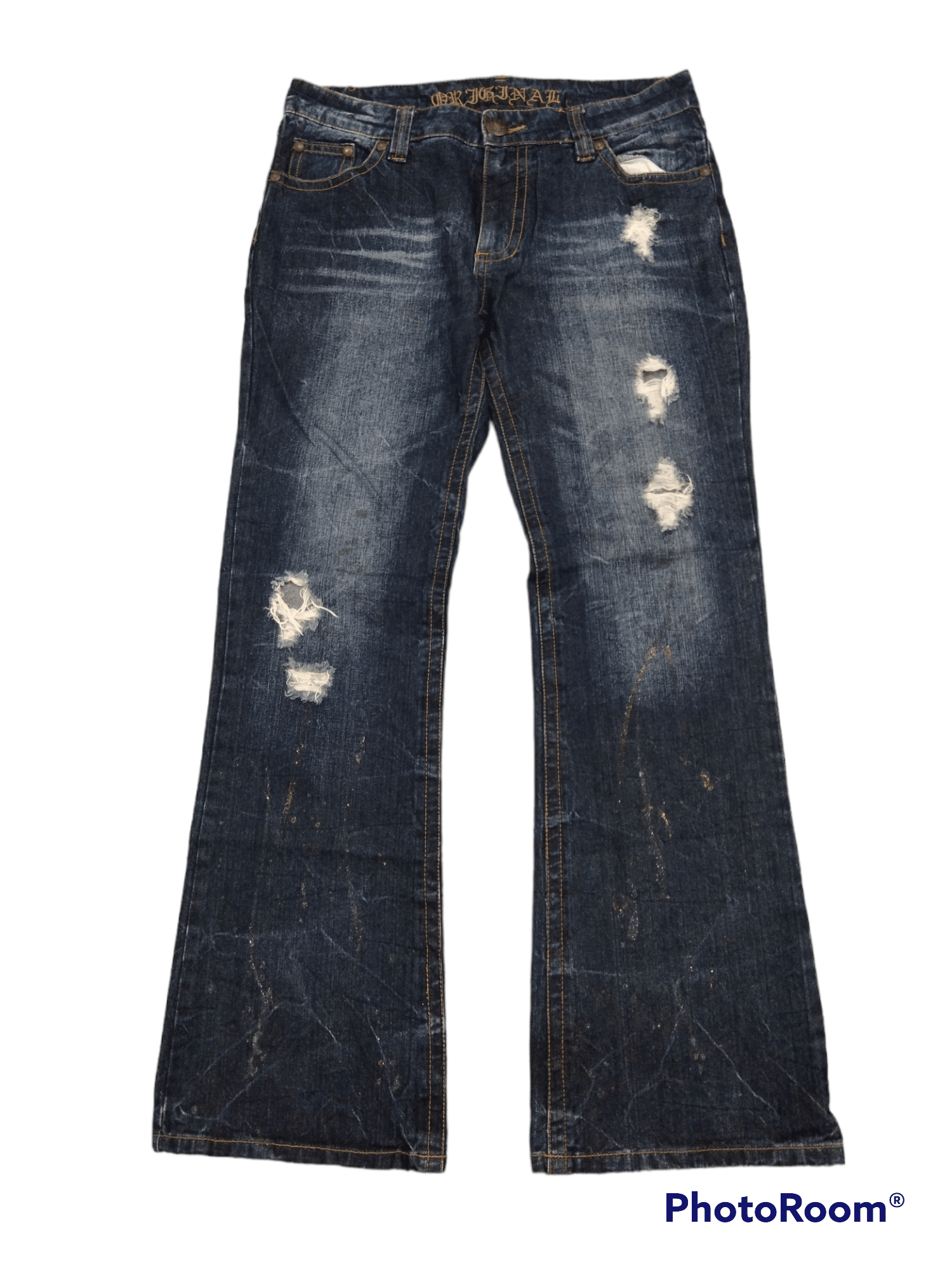 Japanese Brand FLARE SPLATTER SICK RIPED ORIGINAL JEANS Size US 33 - 1 Thumbnail