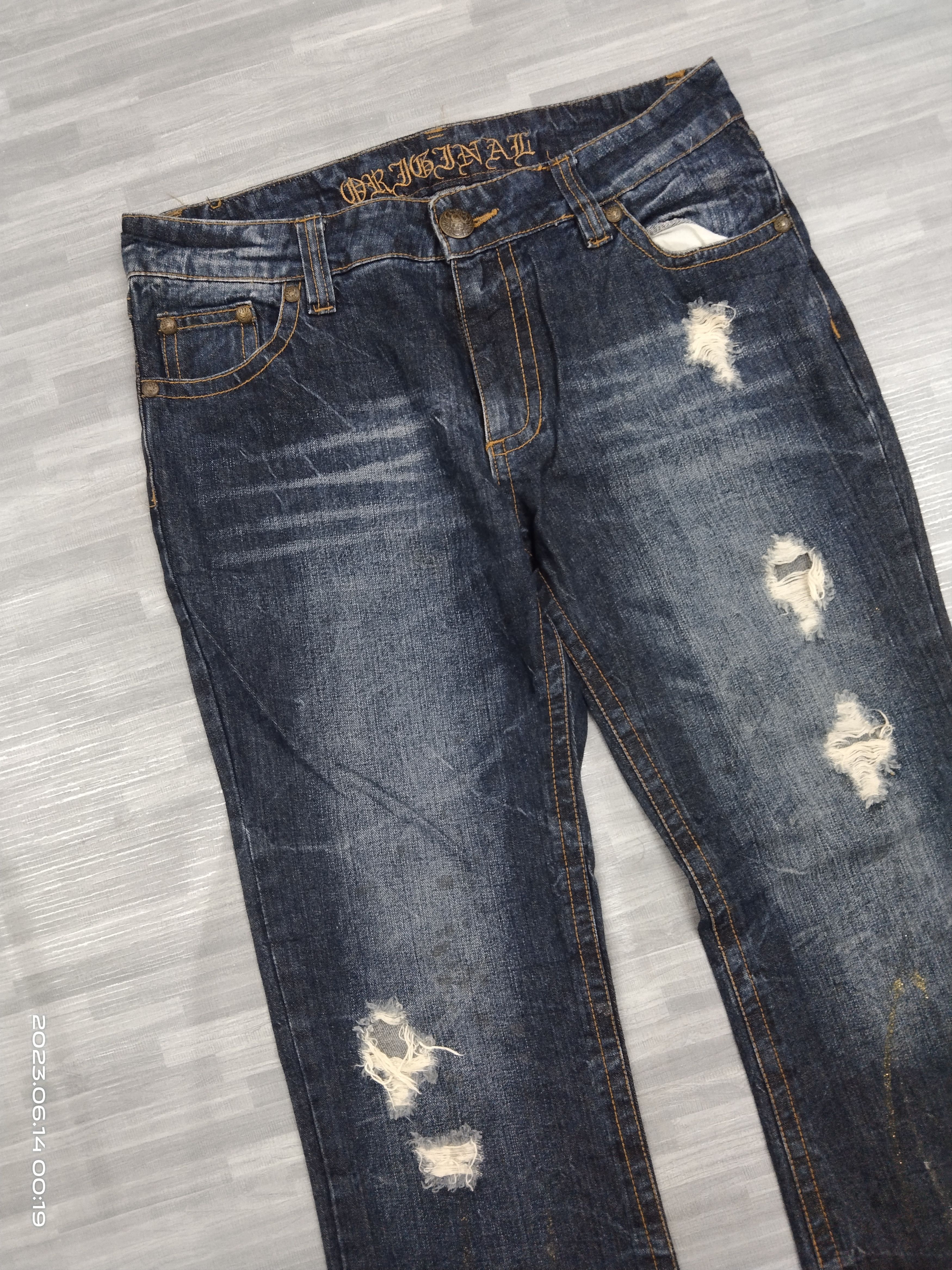 Japanese Brand FLARE SPLATTER SICK RIPED ORIGINAL JEANS Size US 33 - 6 Thumbnail