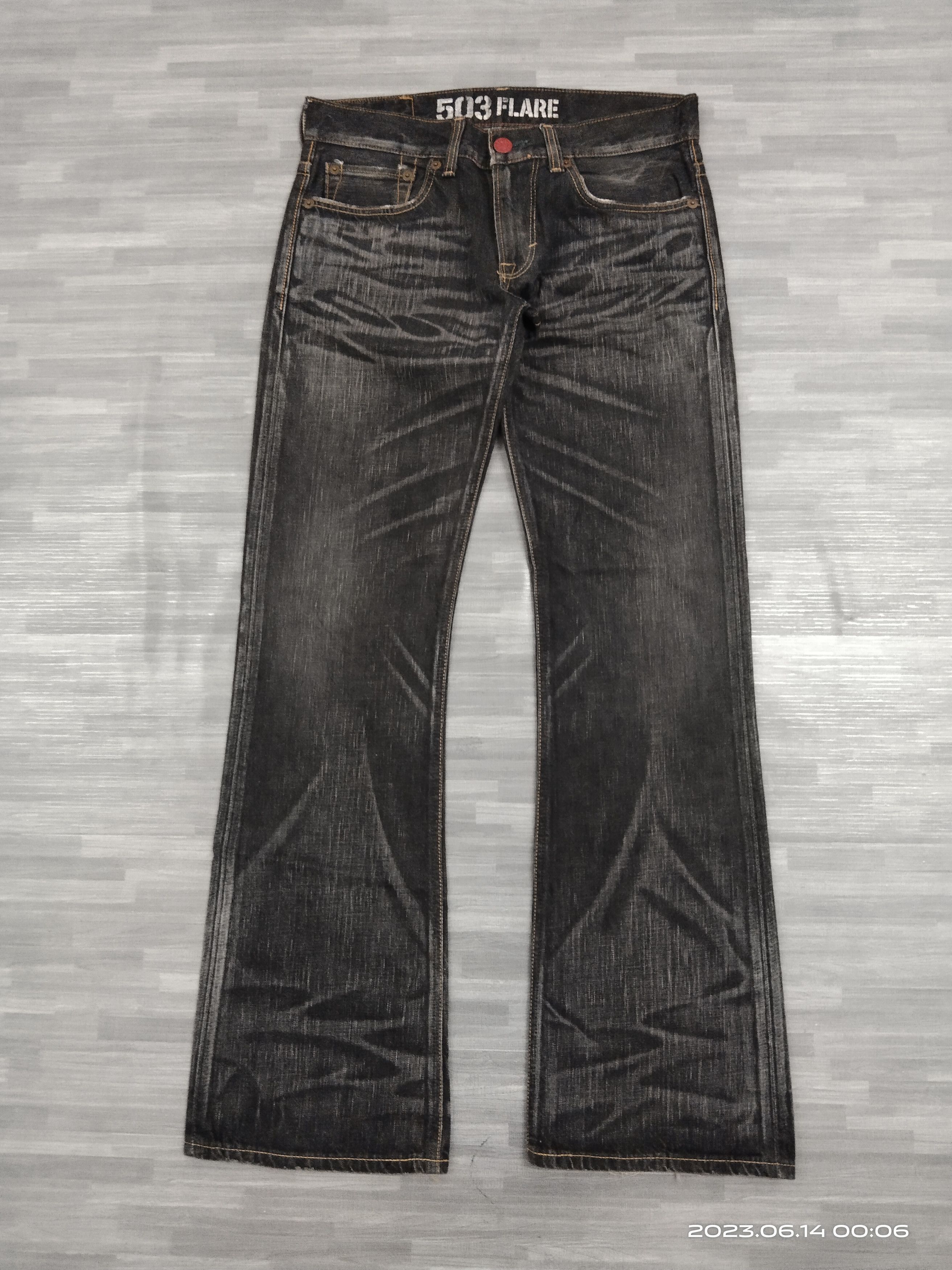 Edwin FLARE WASHED BLACK BLUE TRIP DENIM PANTS Size US 31 - 2 Thumbnail