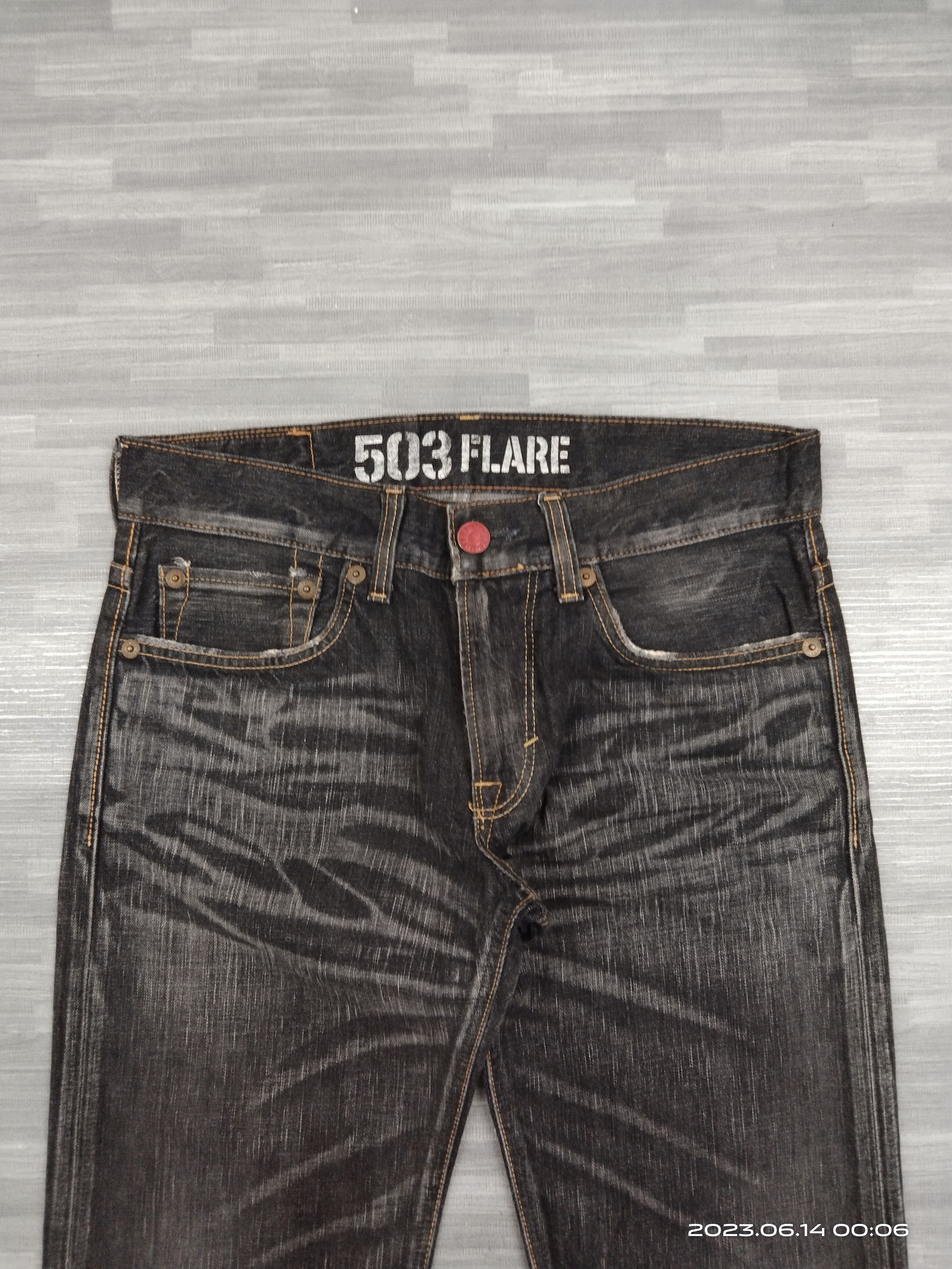 Edwin FLARE WASHED BLACK BLUE TRIP DENIM PANTS Size US 31 - 4 Thumbnail