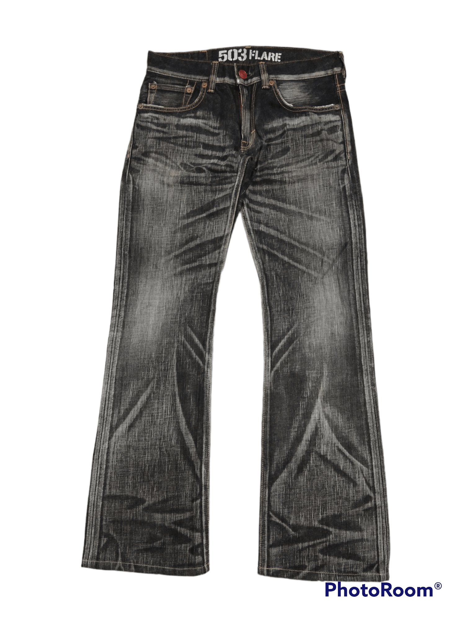Edwin FLARE WASHED BLACK BLUE TRIP DENIM PANTS Size US 31 - 1 Thumbnail