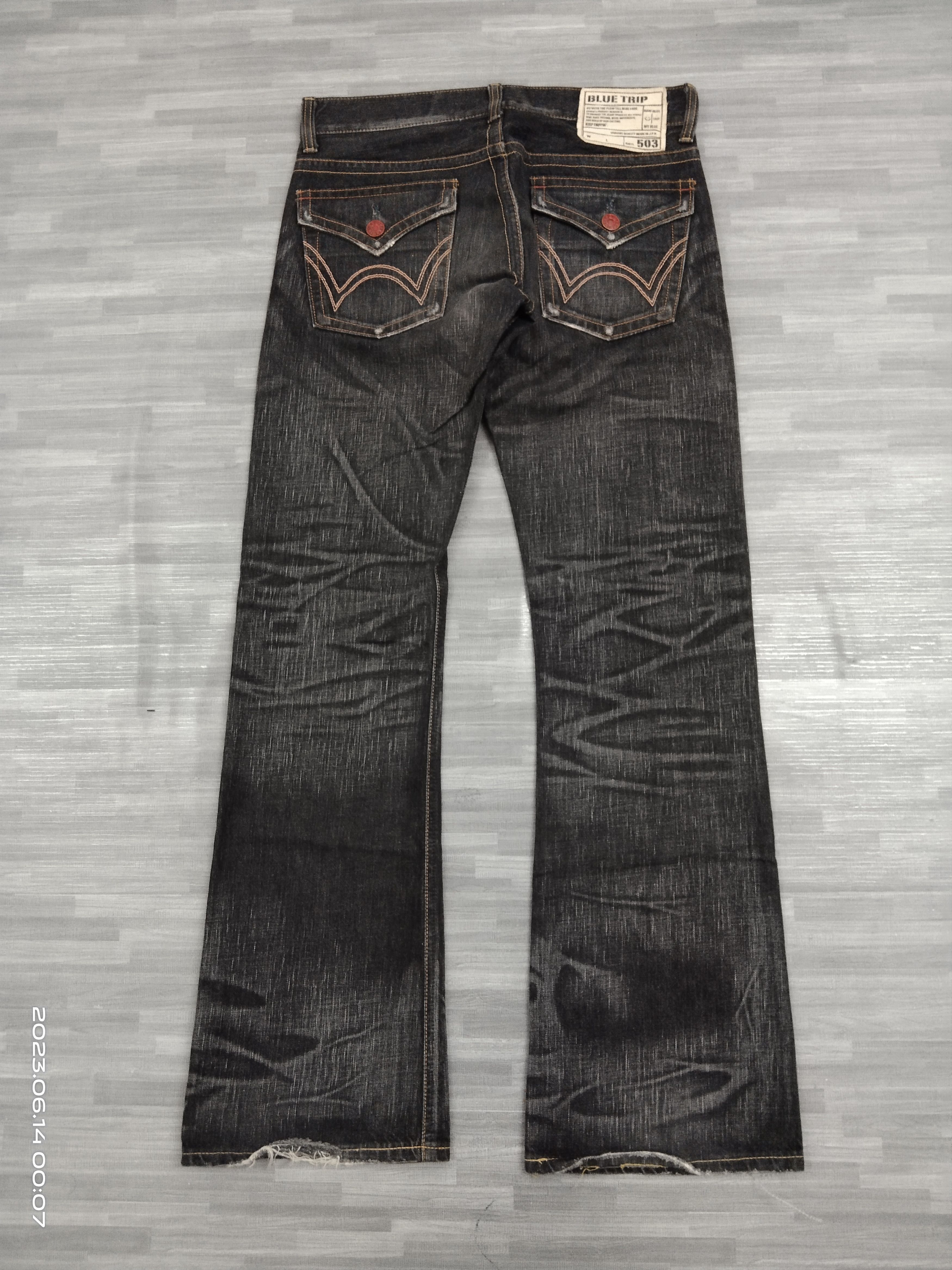 Edwin FLARE WASHED BLACK BLUE TRIP DENIM PANTS Size US 31 - 3 Thumbnail