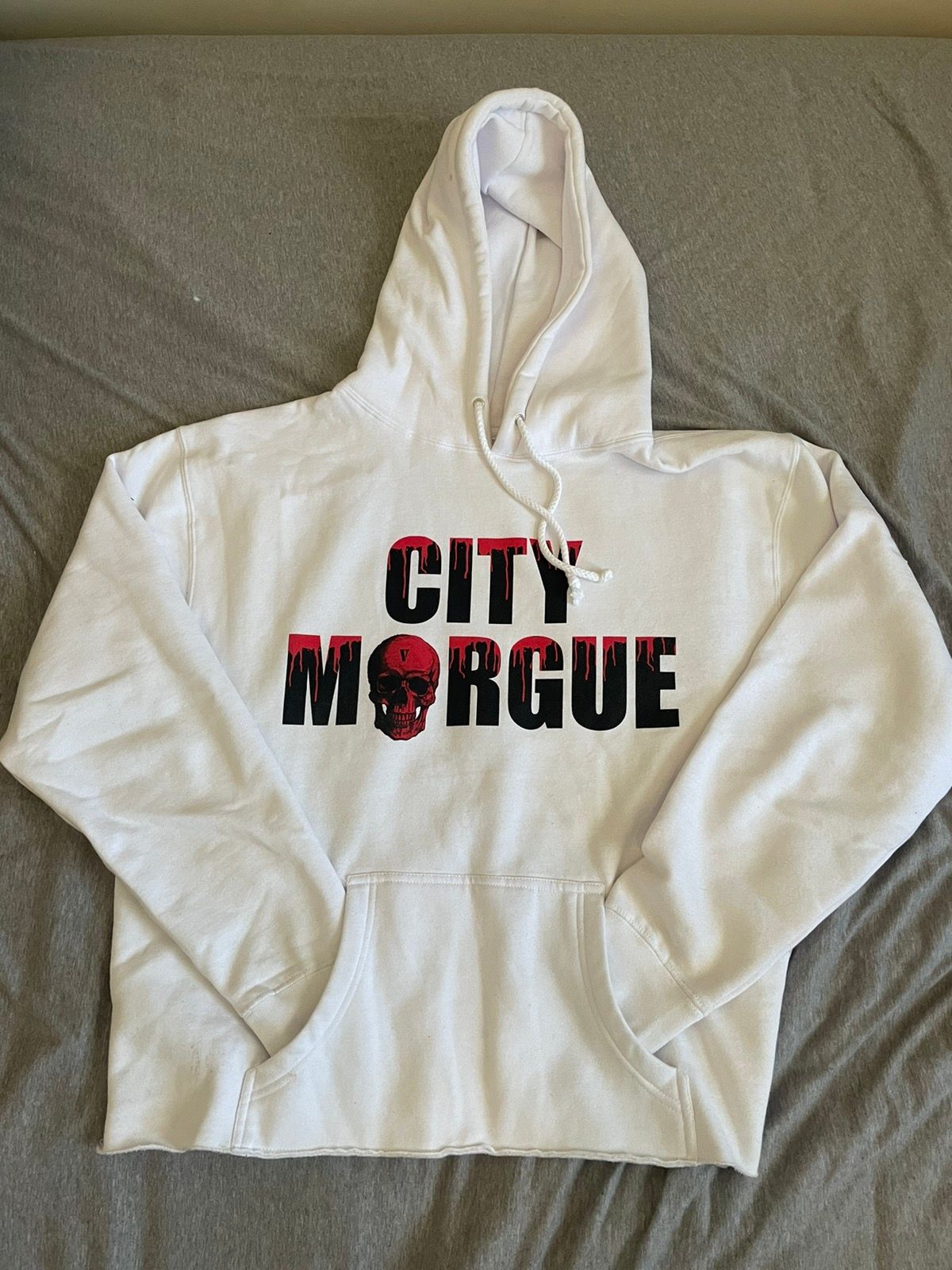 Pre-owned Vlone City Morgue Dogs  Hoodie In White