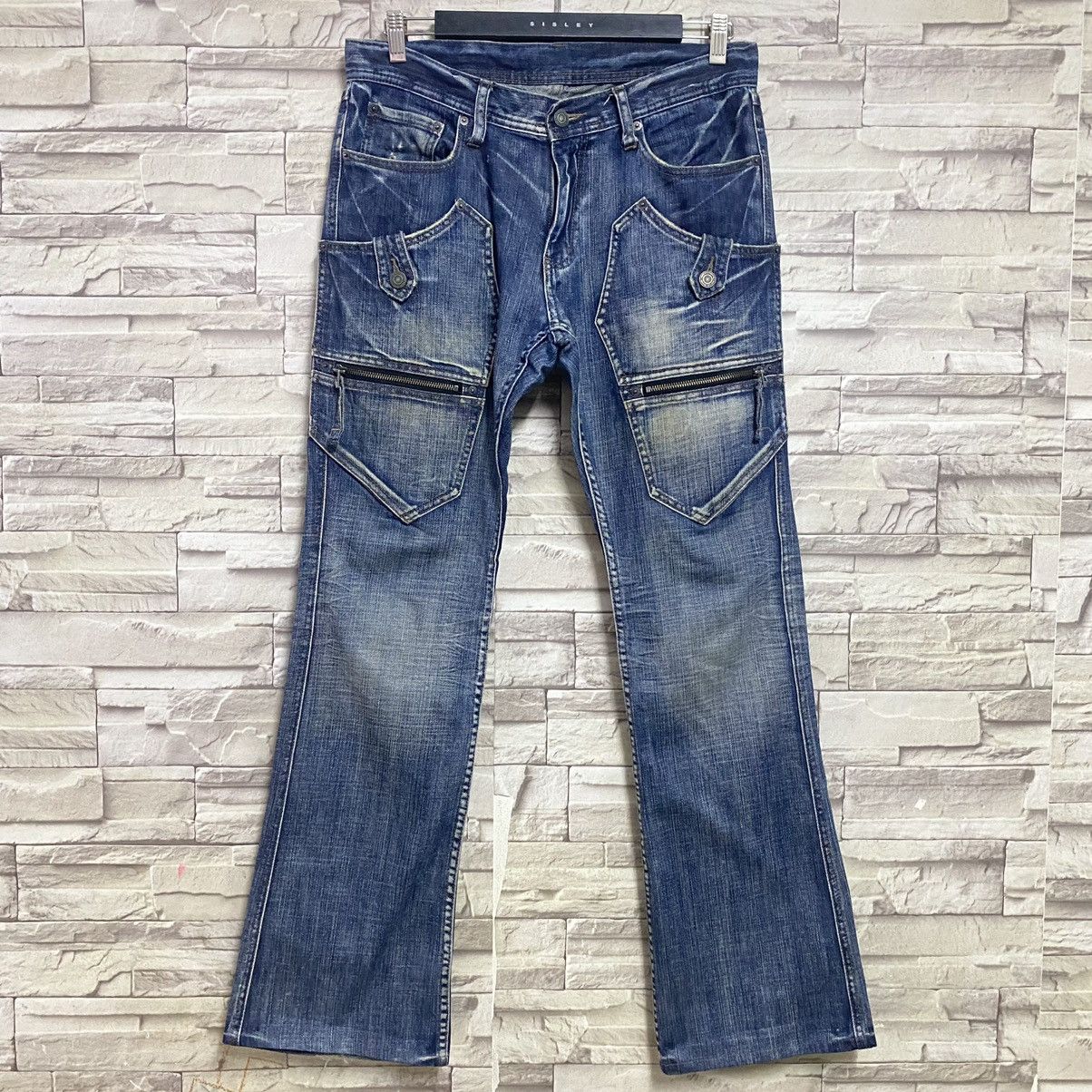 Japanese Brand DIFFERENCE RUPERT Denim Cargo Flare Pants Size US 32 / EU 48 - 4 Thumbnail