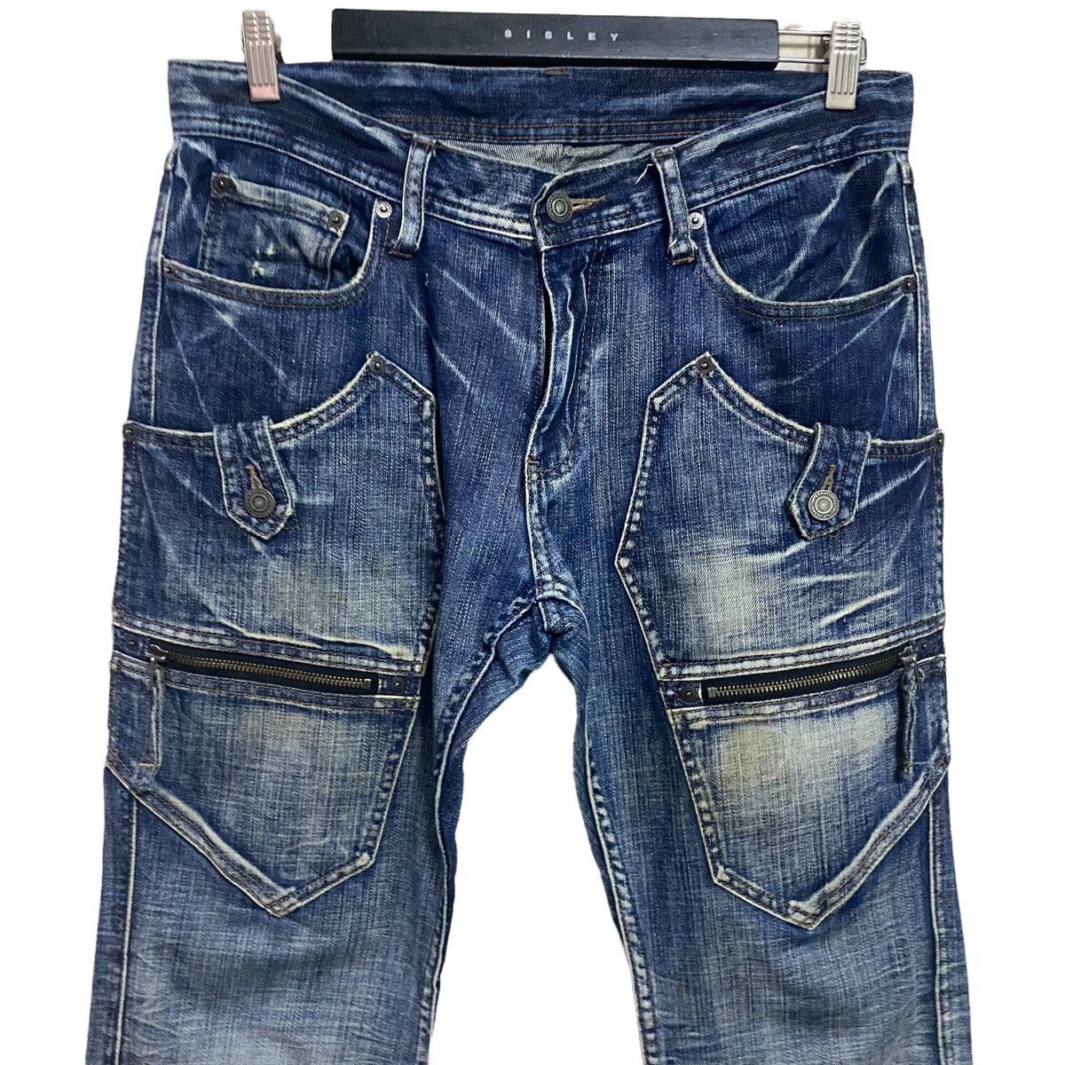 Japanese Brand DIFFERENCE RUPERT Denim Cargo Flare Pants Size US 32 / EU 48 - 3 Thumbnail