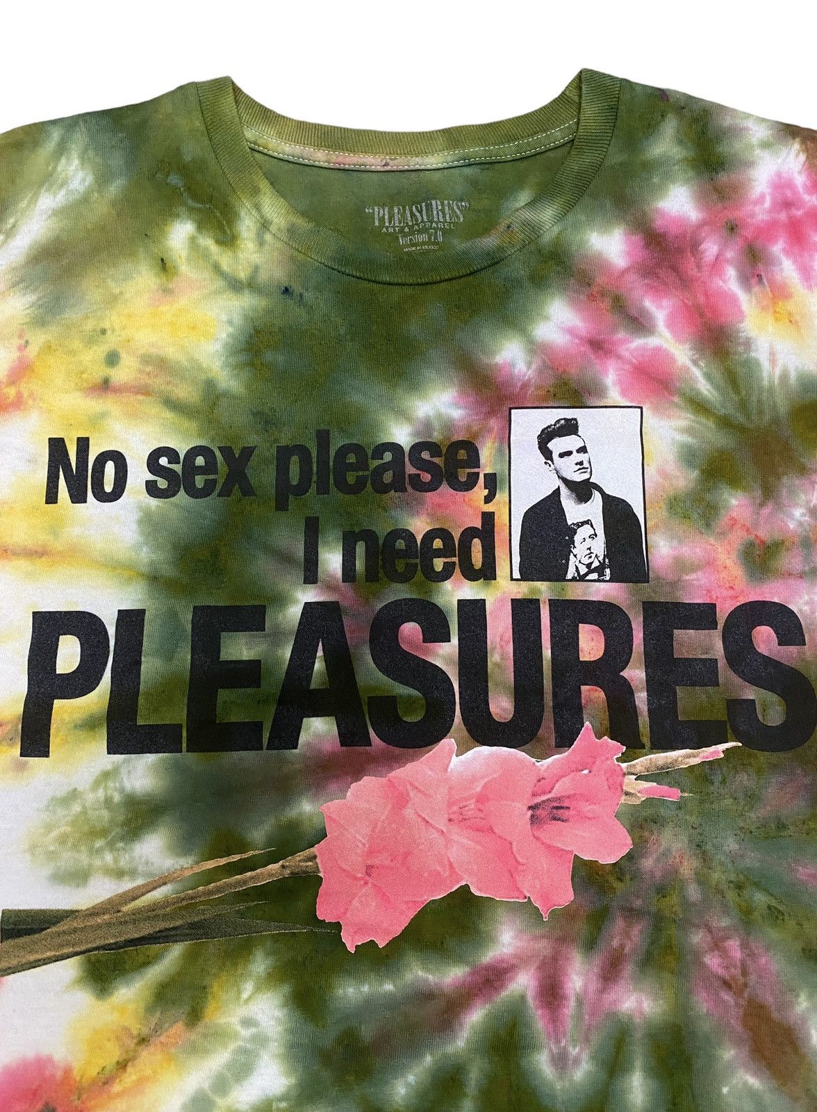 image of Band Tees x Morrissey The Smiths “No Sex Please I Need Pleasures” Morrissey Tee in Tye Dye (Size XL