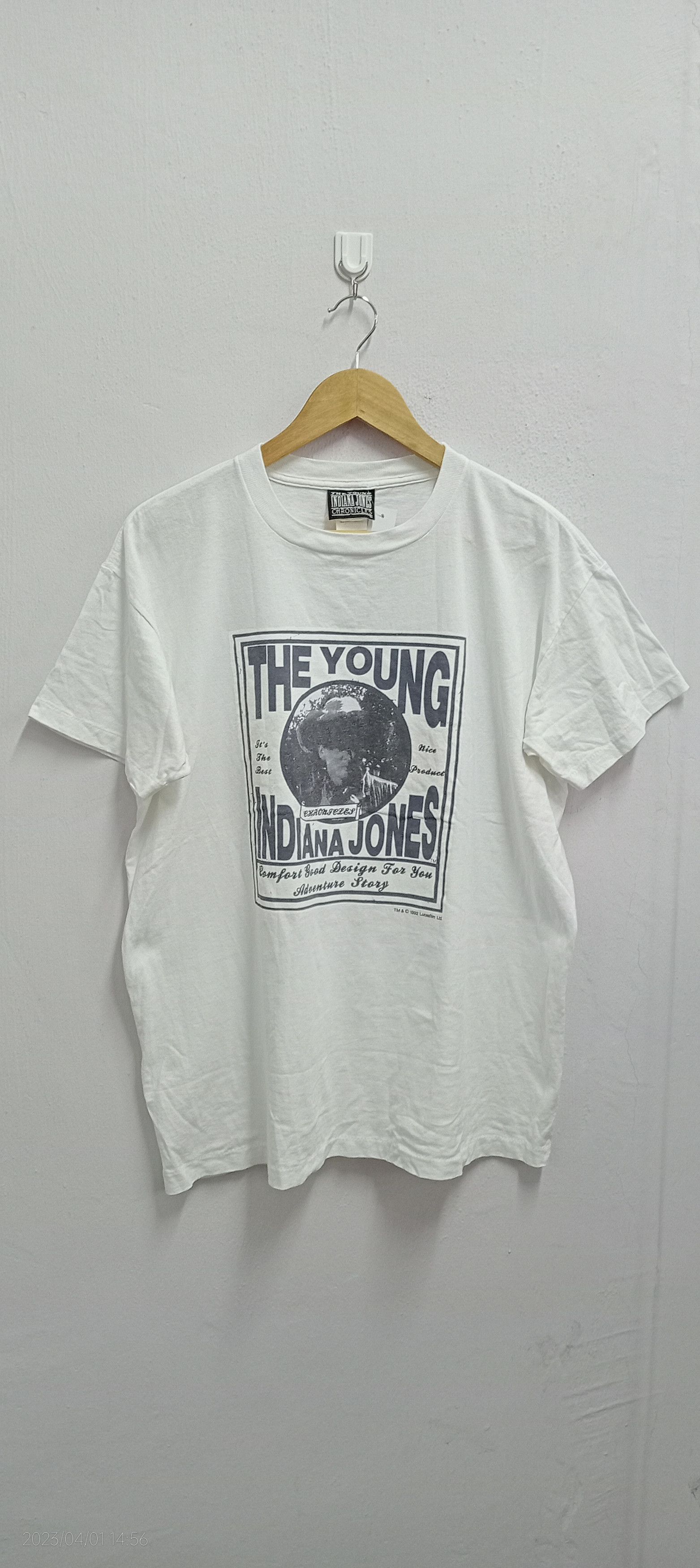 image of 1990X Clothing x Made In USA Vintage 1992 The Young Indiana Jones Tee Very in White (Size Medium)