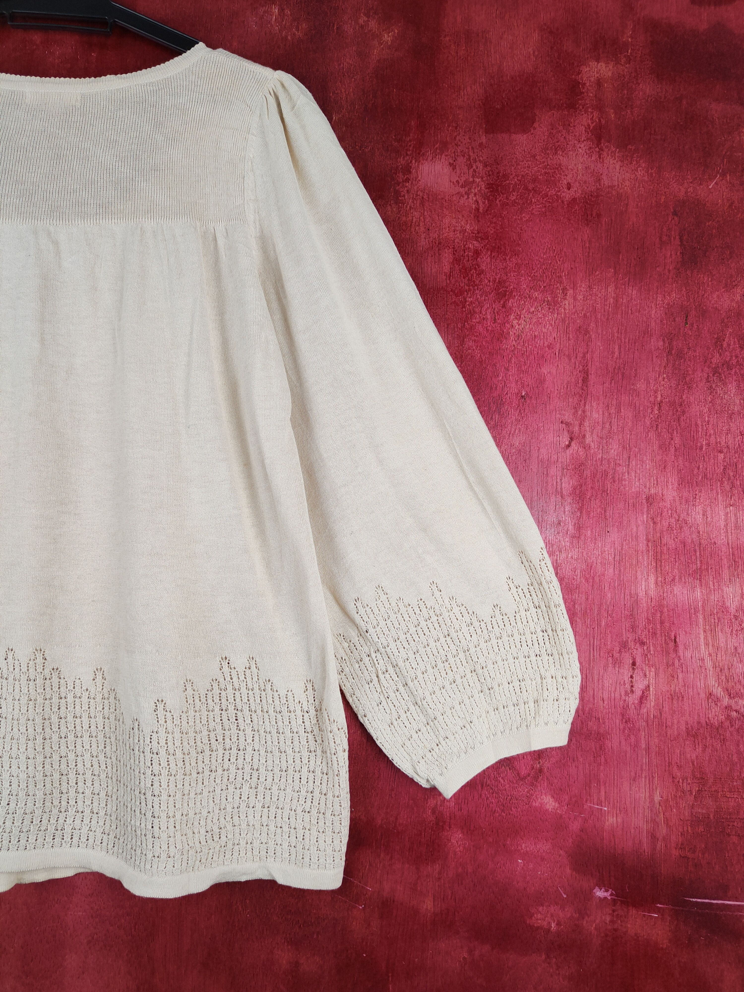 Japanese Brand Hushush crochet Beige Blouses #S885 Size S / US 4 / IT 40 - 9 Thumbnail