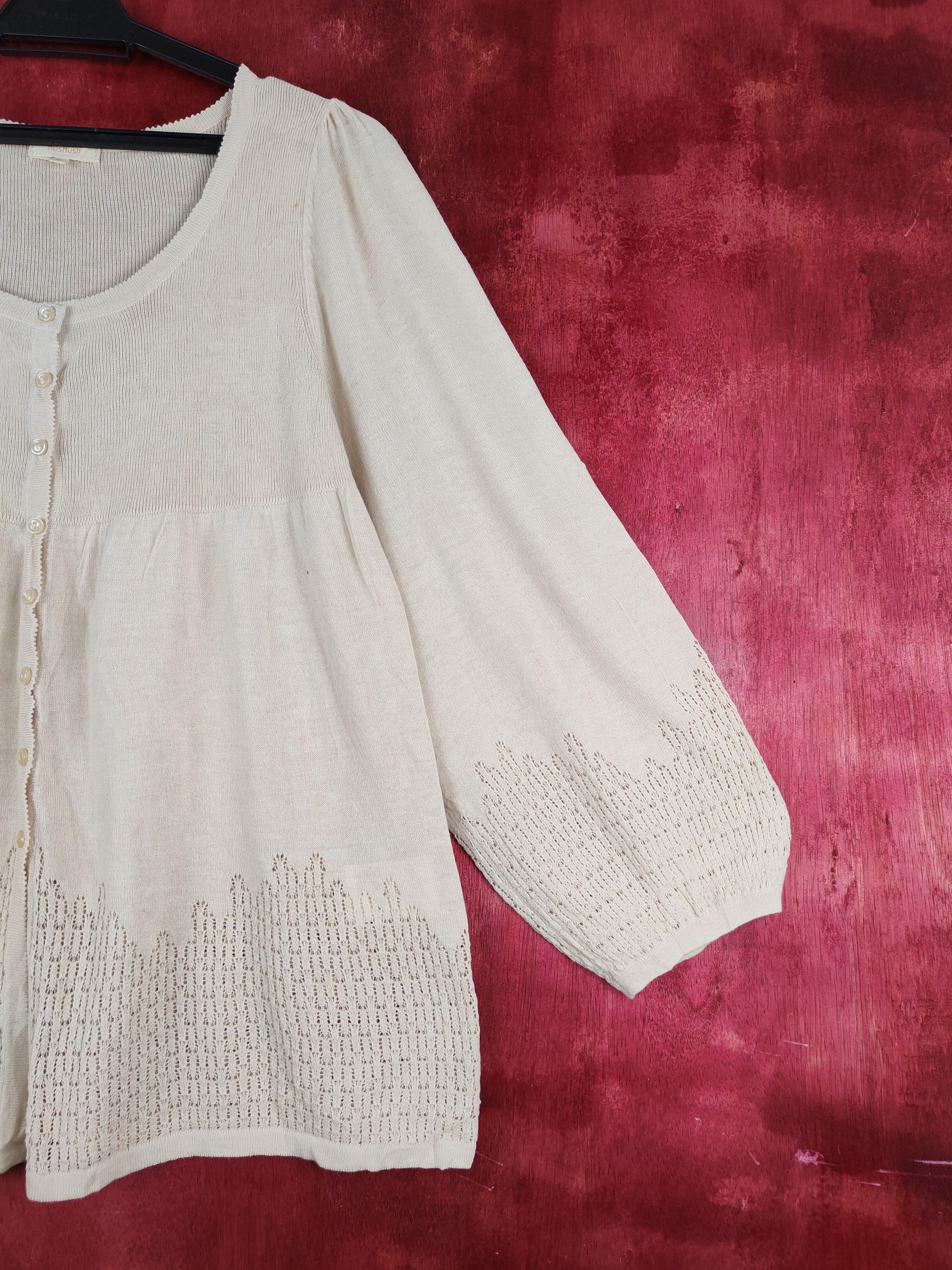 Japanese Brand Hushush crochet Beige Blouses #S885 Size S / US 4 / IT 40 - 5 Thumbnail