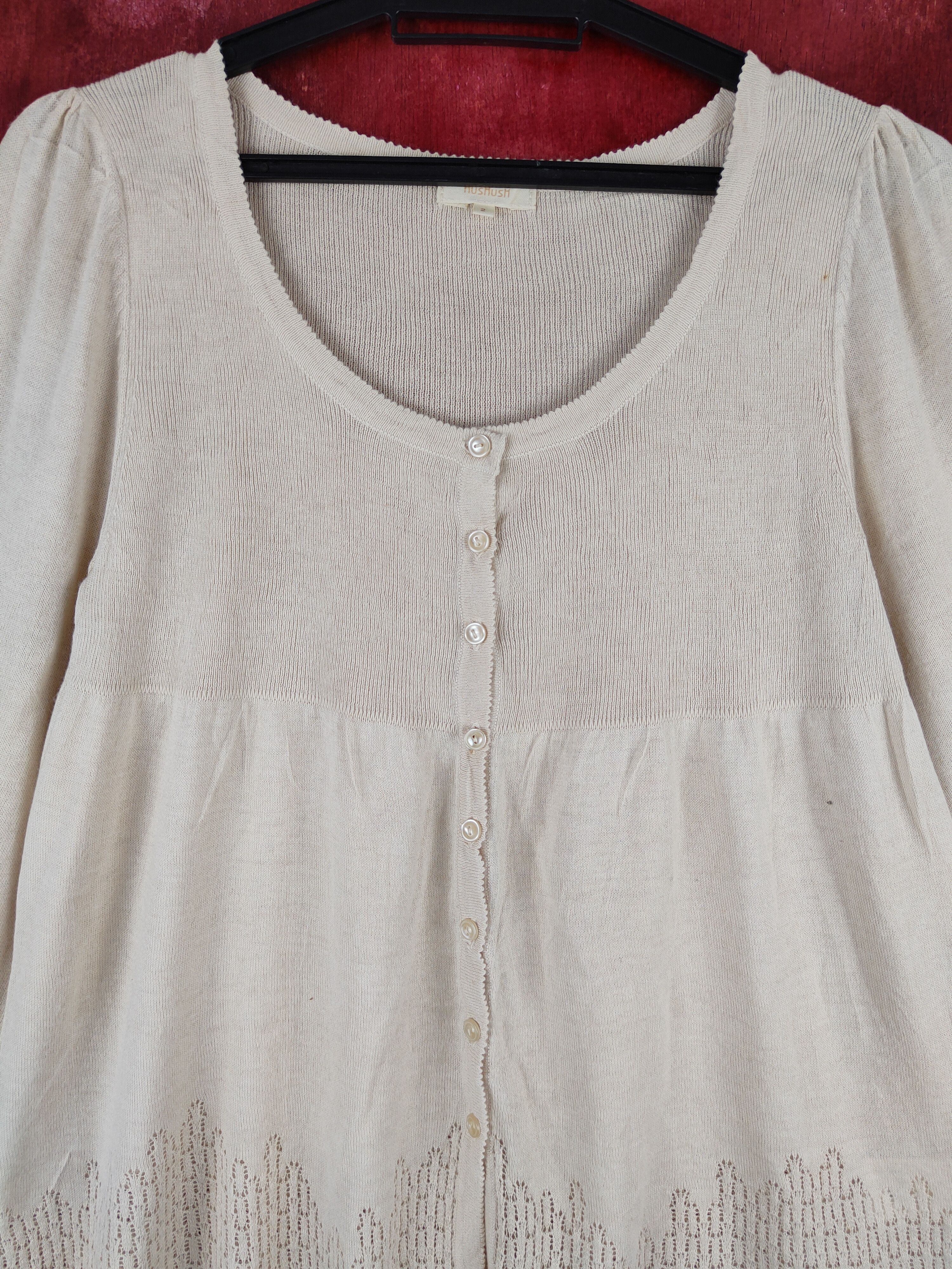 Japanese Brand Hushush crochet Beige Blouses #S885 Size S / US 4 / IT 40 - 2 Thumbnail