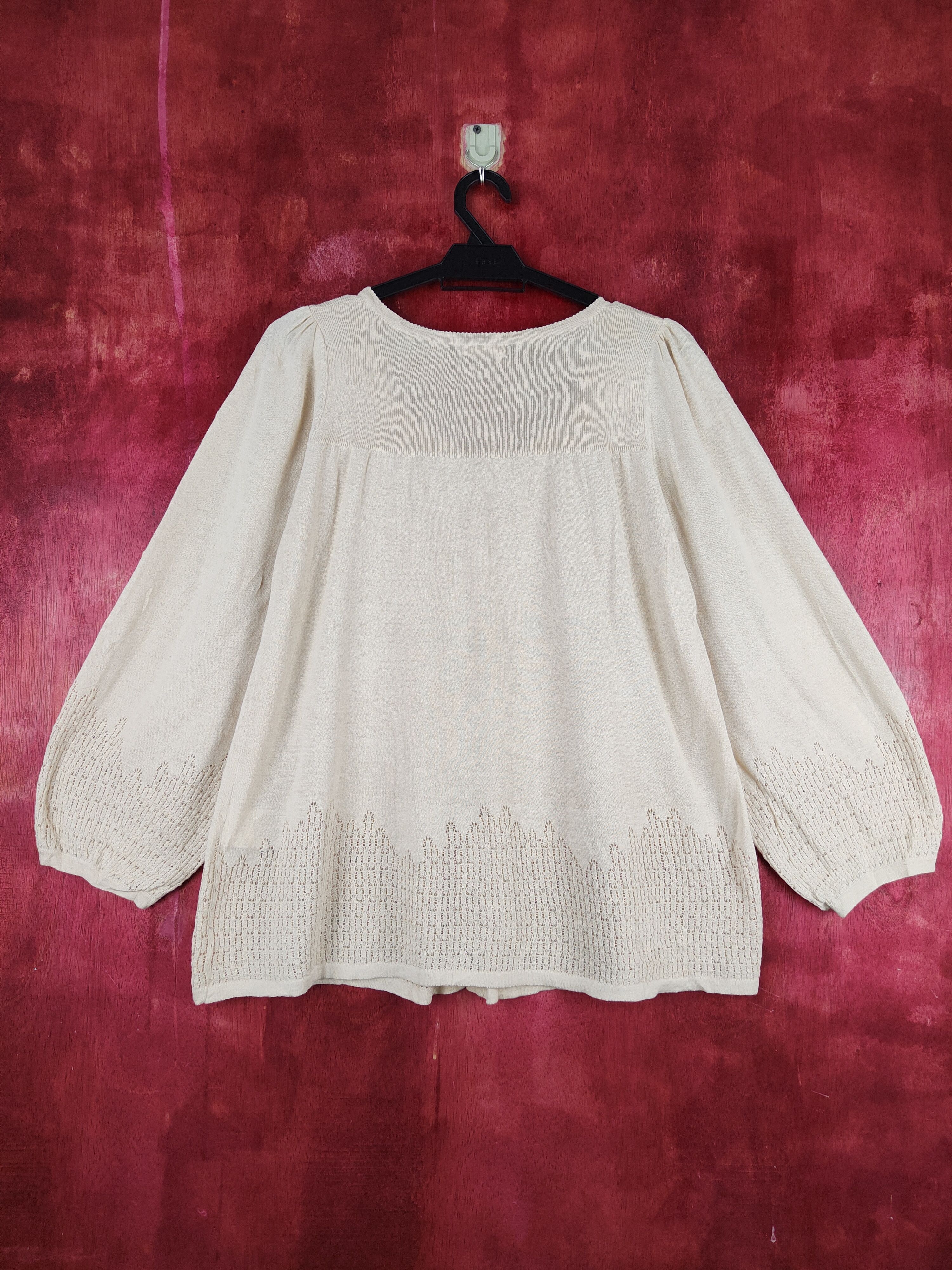 Japanese Brand Hushush crochet Beige Blouses #S885 Size S / US 4 / IT 40 - 7 Thumbnail