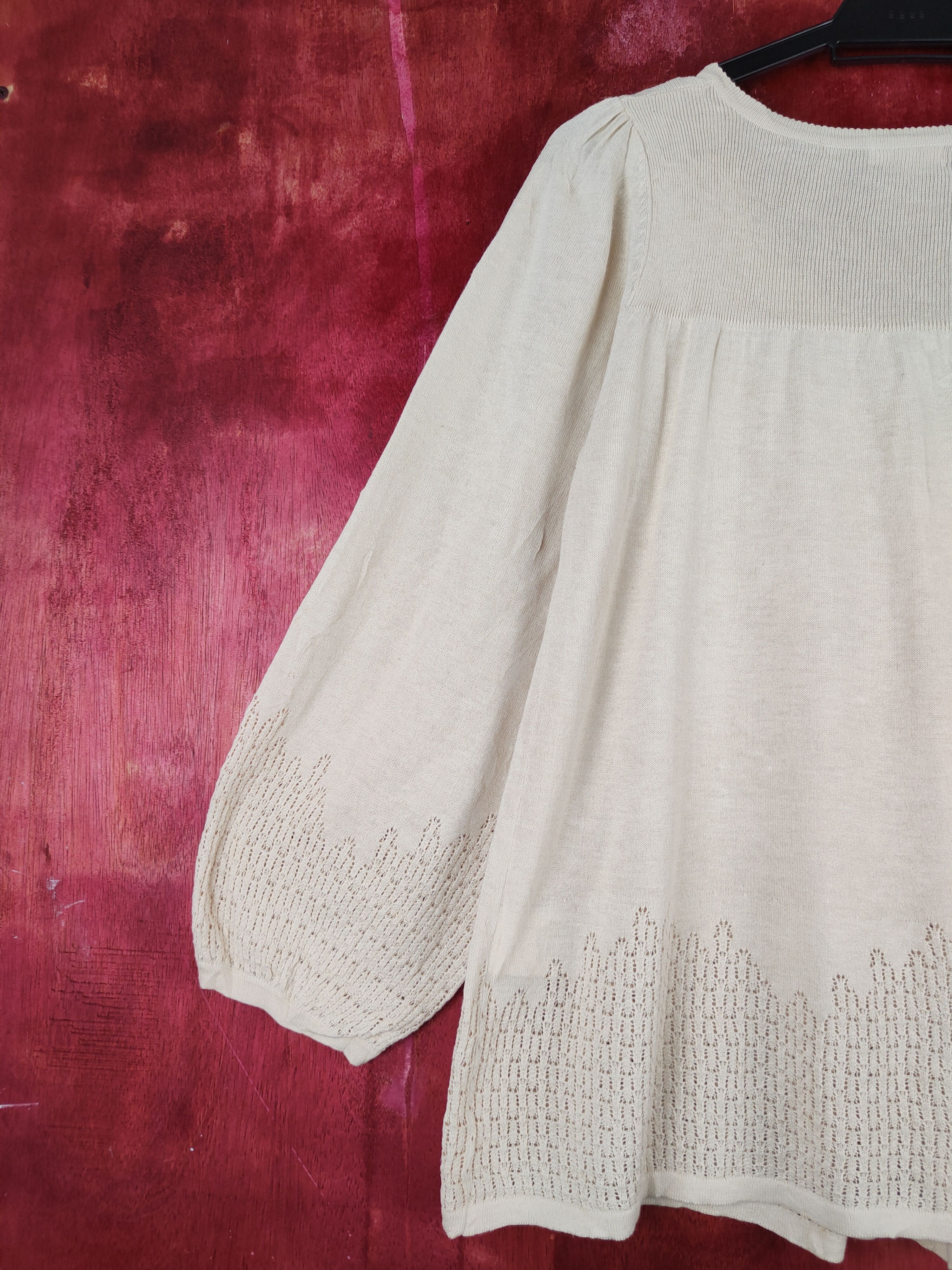 Japanese Brand Hushush crochet Beige Blouses #S885 Size S / US 4 / IT 40 - 8 Thumbnail