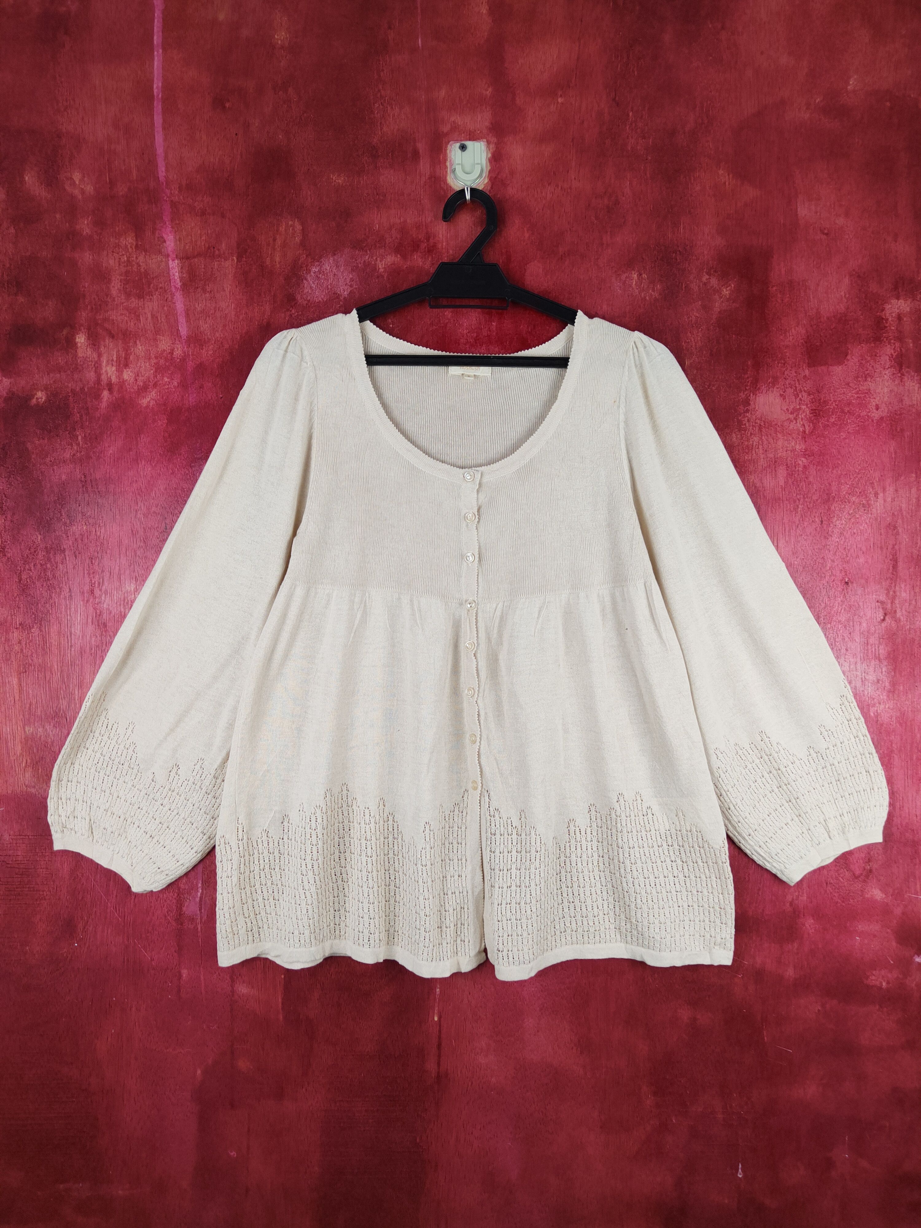 Japanese Brand Hushush crochet Beige Blouses #S885 Size S / US 4 / IT 40 - 1 Thumbnail
