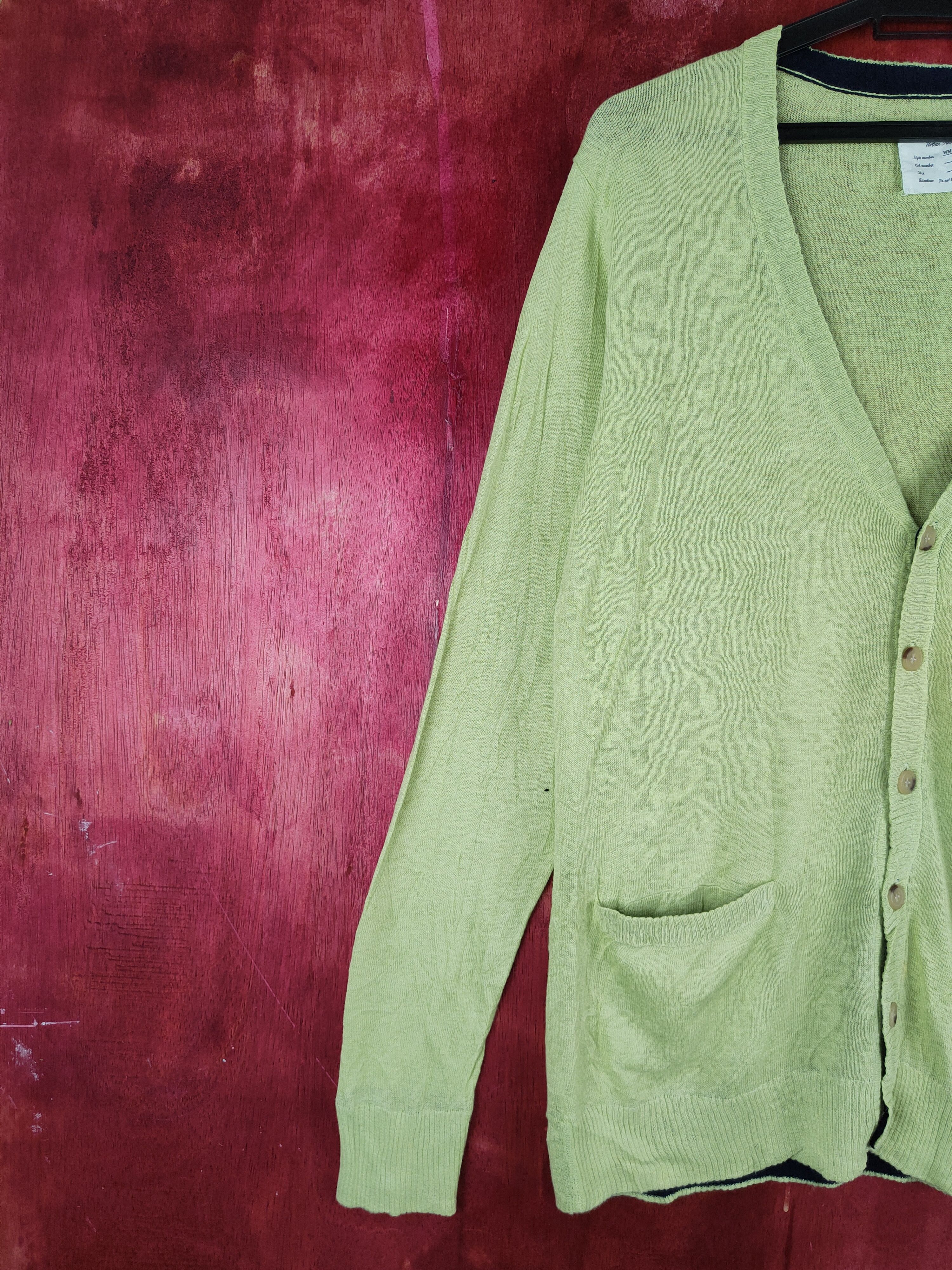 Japanese Brand Urban Research Apple Green Cardigan Knitwear thin #S884 Size M / US 6-8 / IT 42-44 - 3 Thumbnail