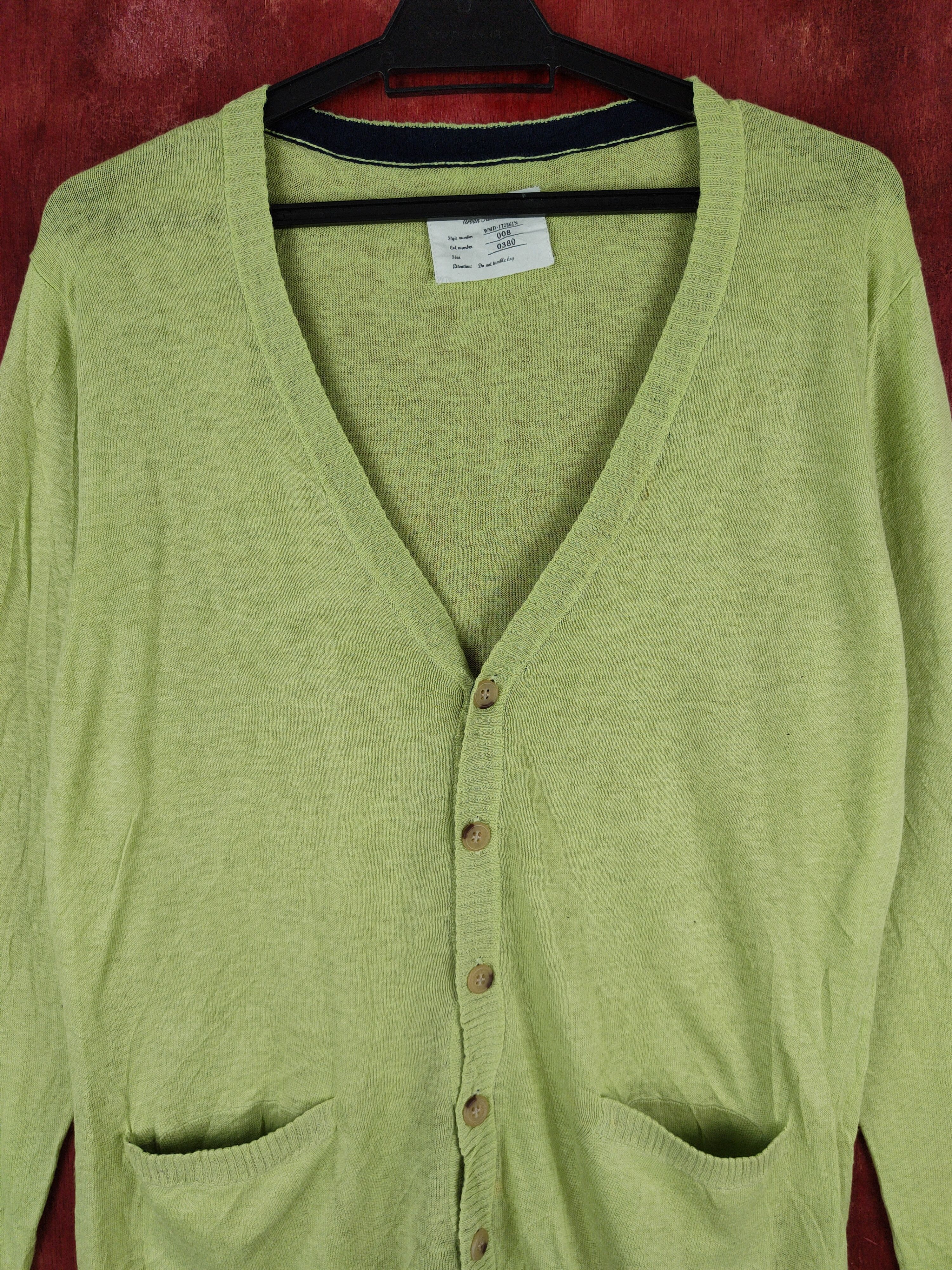 Japanese Brand Urban Research Apple Green Cardigan Knitwear thin #S884 Size M / US 6-8 / IT 42-44 - 2 Thumbnail
