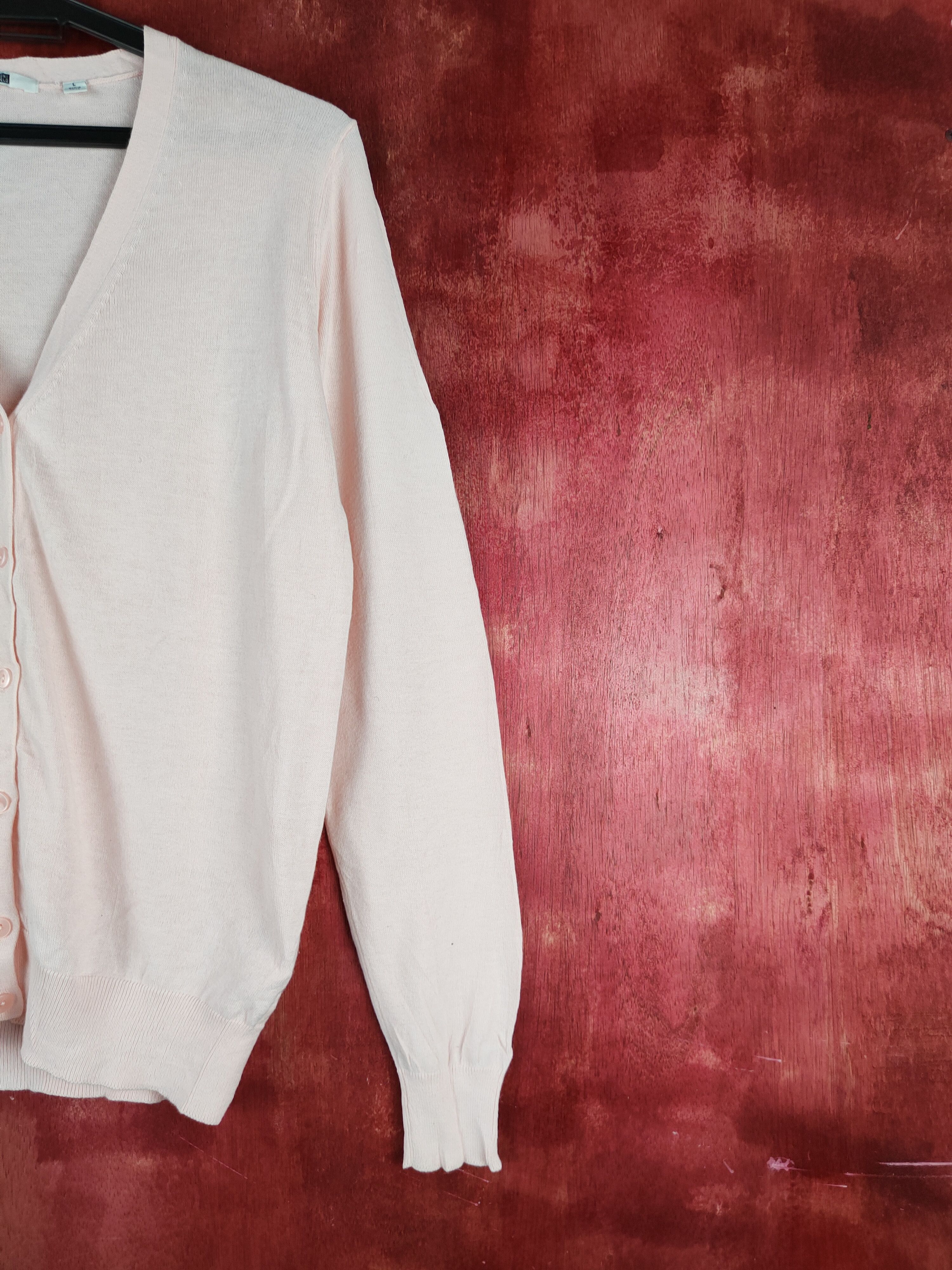 Japanese Brand × Uniqlo Uniqlo Pink Cardigan Knitwear thin vintage #S878 Size L / US 10 / IT 46 - 5 Thumbnail