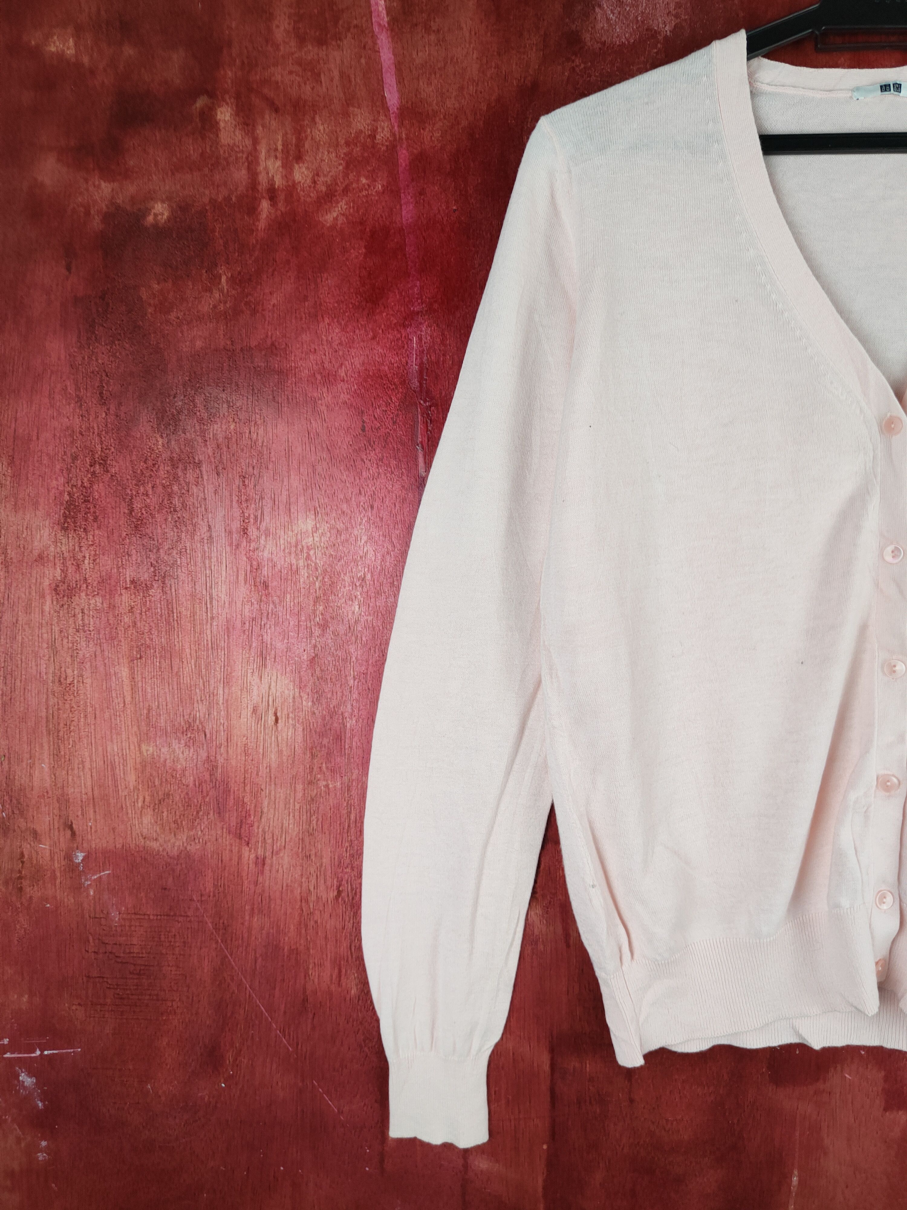 Japanese Brand × Uniqlo Uniqlo Pink Cardigan Knitwear thin vintage #S878 Size L / US 10 / IT 46 - 3 Thumbnail
