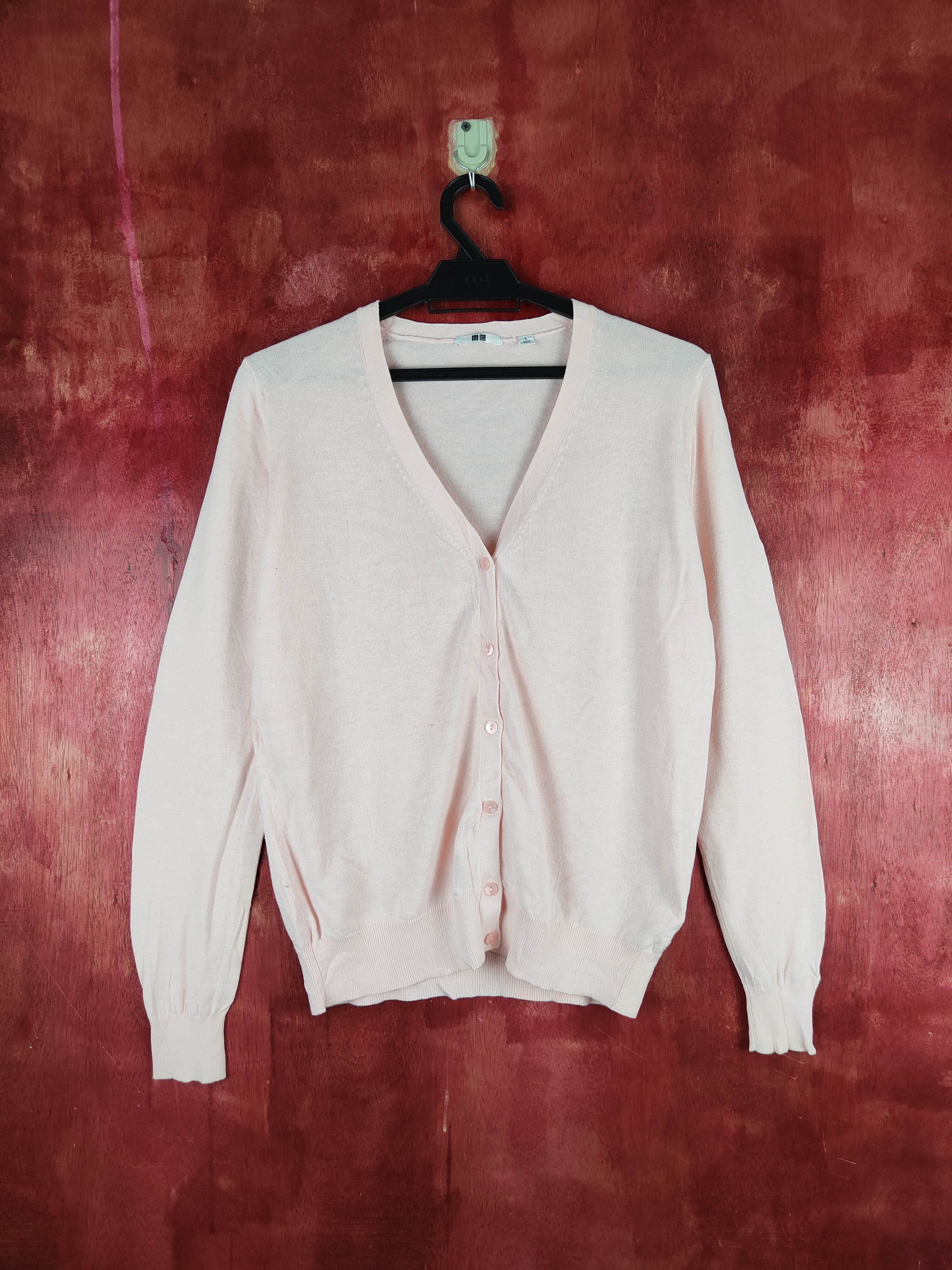 Japanese Brand × Uniqlo Uniqlo Pink Cardigan Knitwear thin vintage #S878 Size L / US 10 / IT 46 - 1 Thumbnail