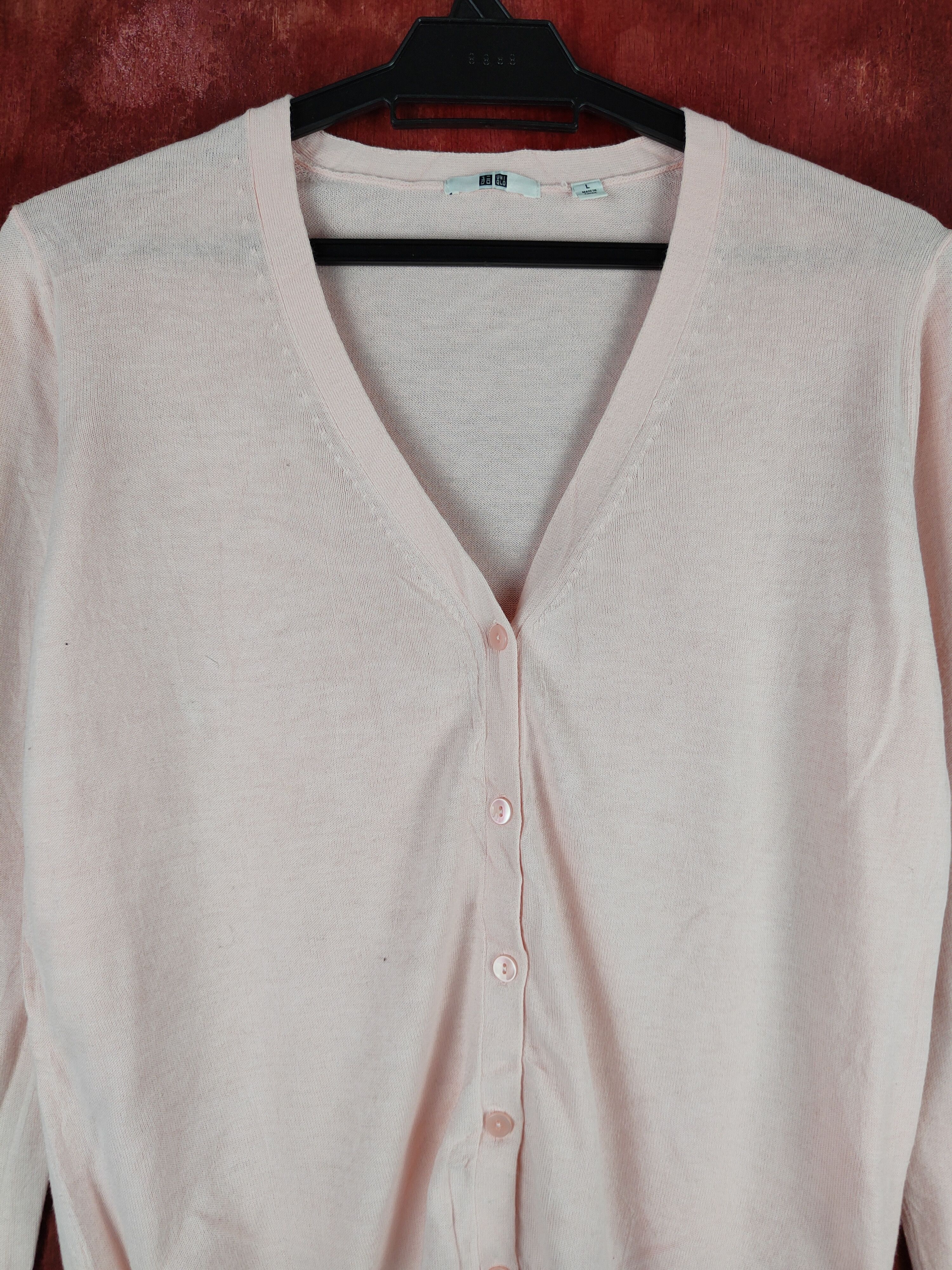 Japanese Brand × Uniqlo Uniqlo Pink Cardigan Knitwear thin vintage #S878 Size L / US 10 / IT 46 - 2 Thumbnail
