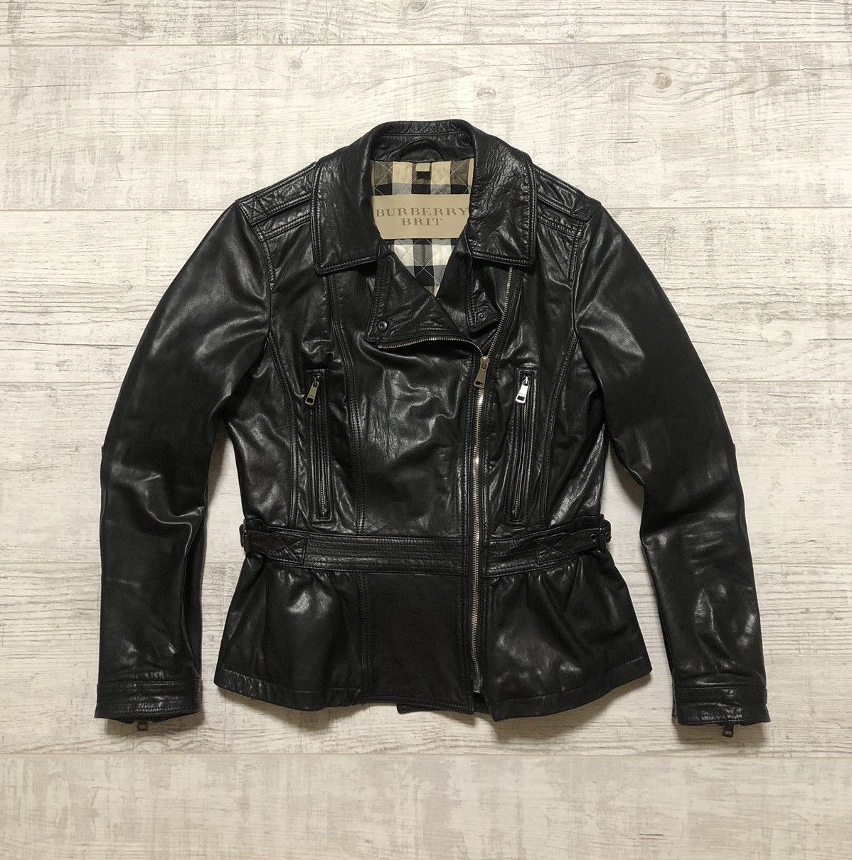 Biker Jacket Burberry Leather Coat BURBERRY BRIT MEN Black Leather