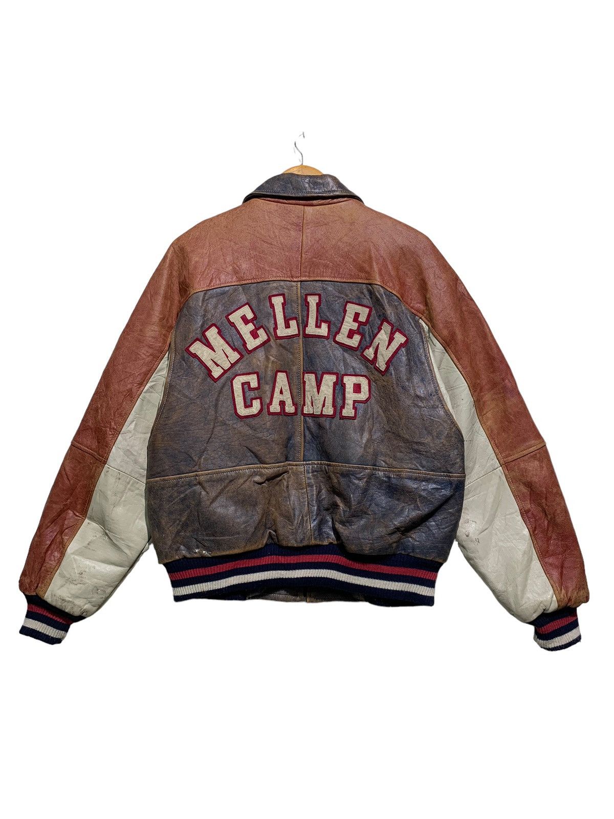 Genuine Leather 🔥VTG 80S MELLEN CAMP LEATHER VARSITY JACKETS Size US M / EU 48-50 / 2 - 1 Thumbnail