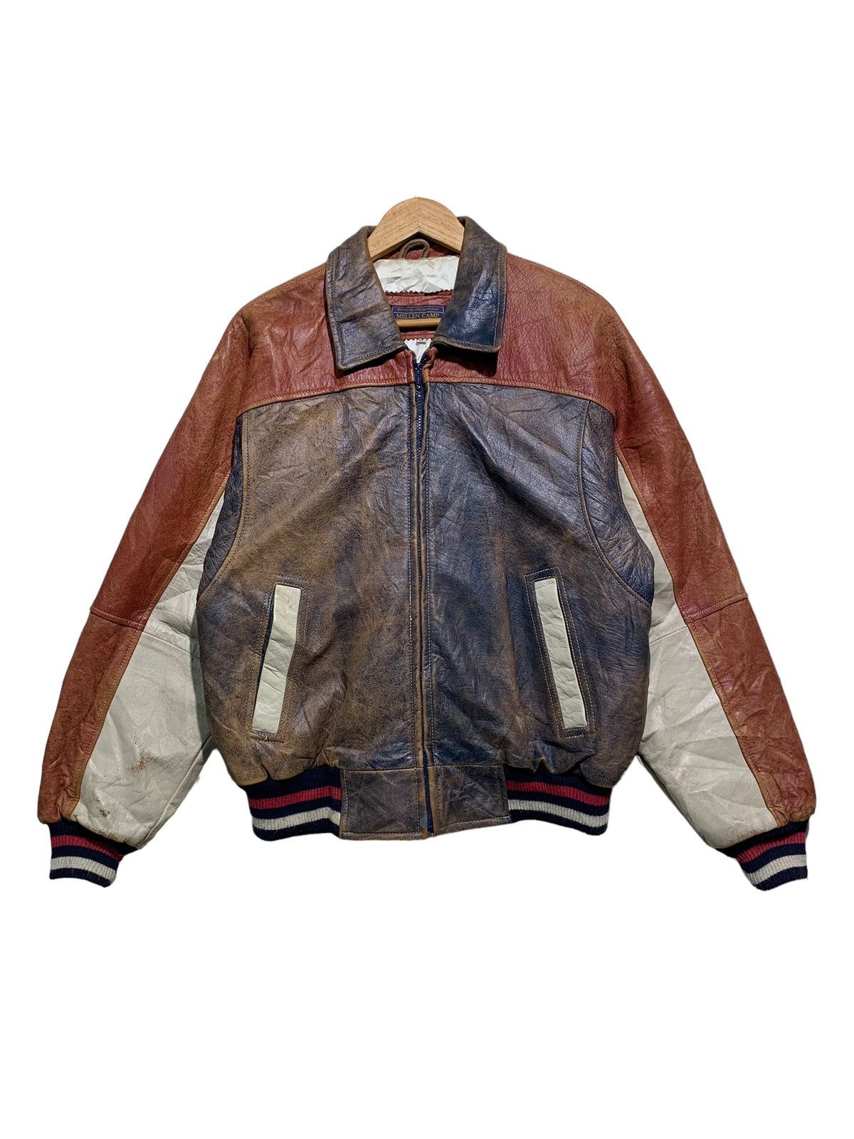 Genuine Leather 🔥VTG 80S MELLEN CAMP LEATHER VARSITY JACKETS Size US M / EU 48-50 / 2 - 5 Thumbnail