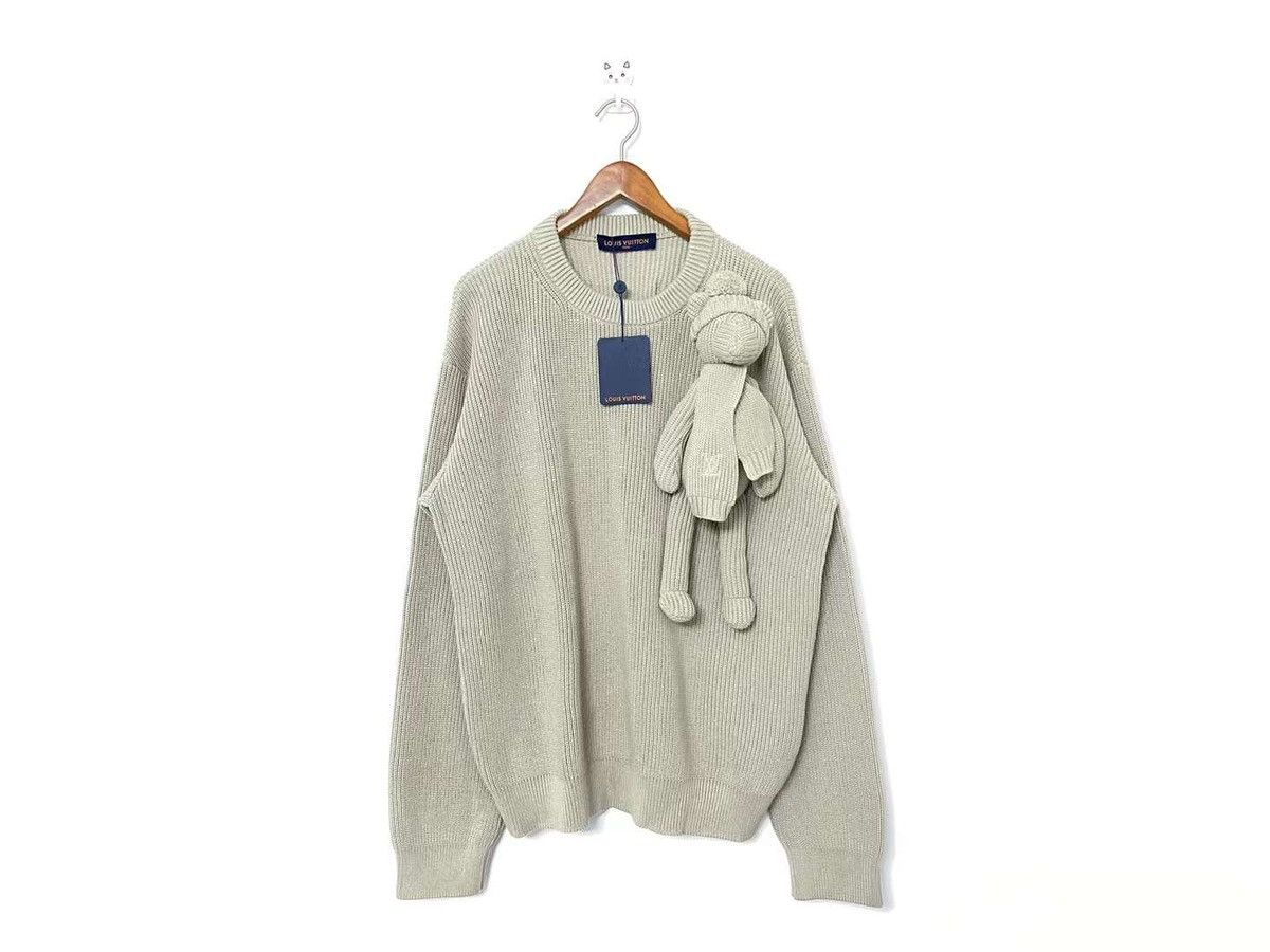 Image of Louis Vuitton x Virgil Abloh Teddy Puppet Toy Doll Knit Sweater in Beige, Men's (Size 2XL)