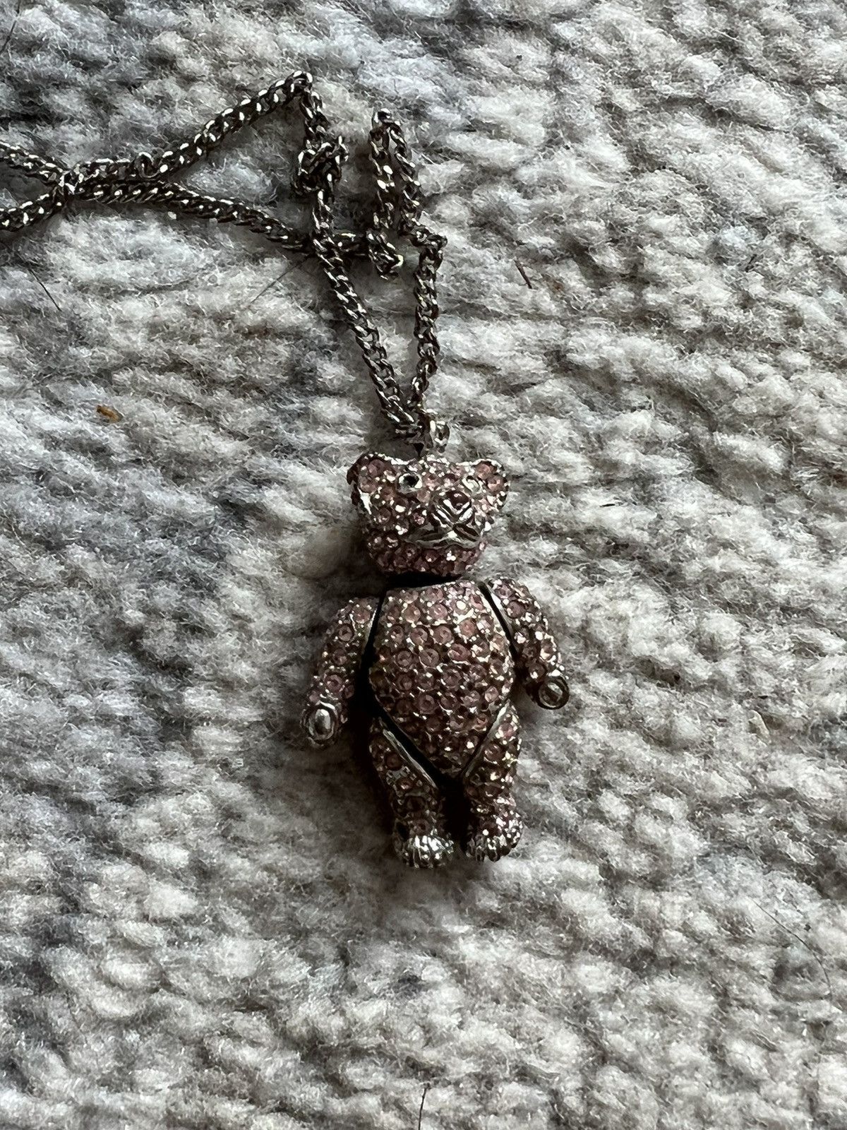 Dior Pink rhinestone embellished bear necklace Size ONE SIZE - 2 Thumbnail