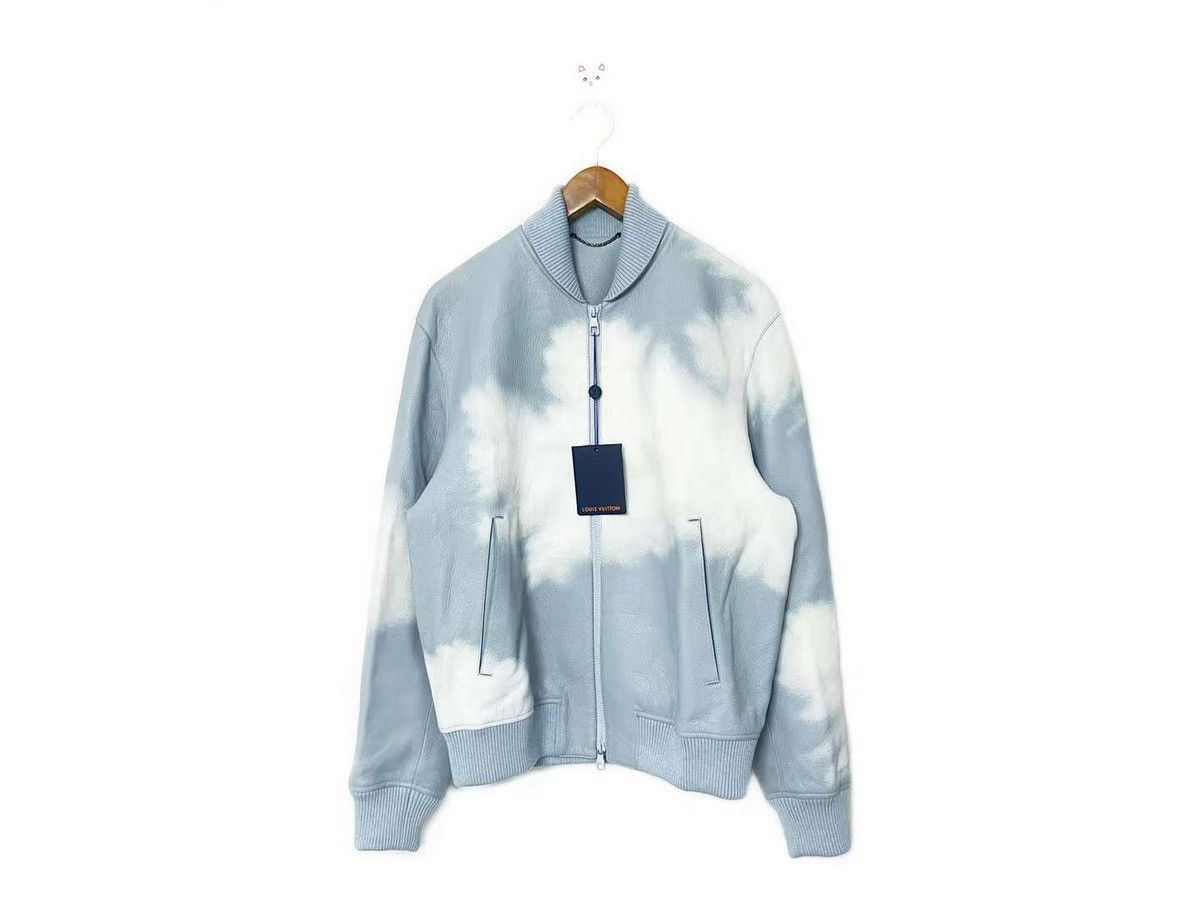 image of Louis Vuitton x Virgil Abloh Cloud Leather Bomber Jacket in Blue, Men's (Size Small)