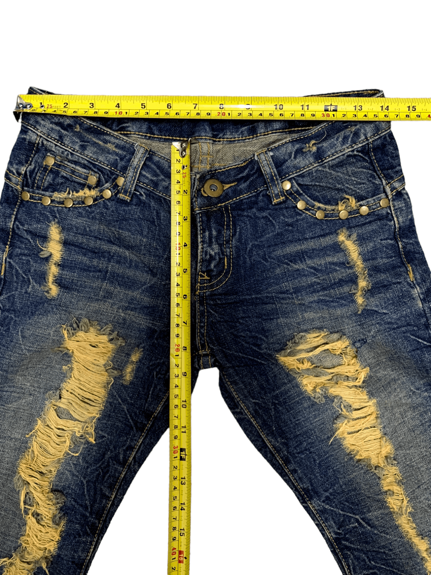 Japanese Brand Vintage Japanese Brand Distressed Studded Jeans Shorts Size US 28 / EU 44 - 14 Thumbnail